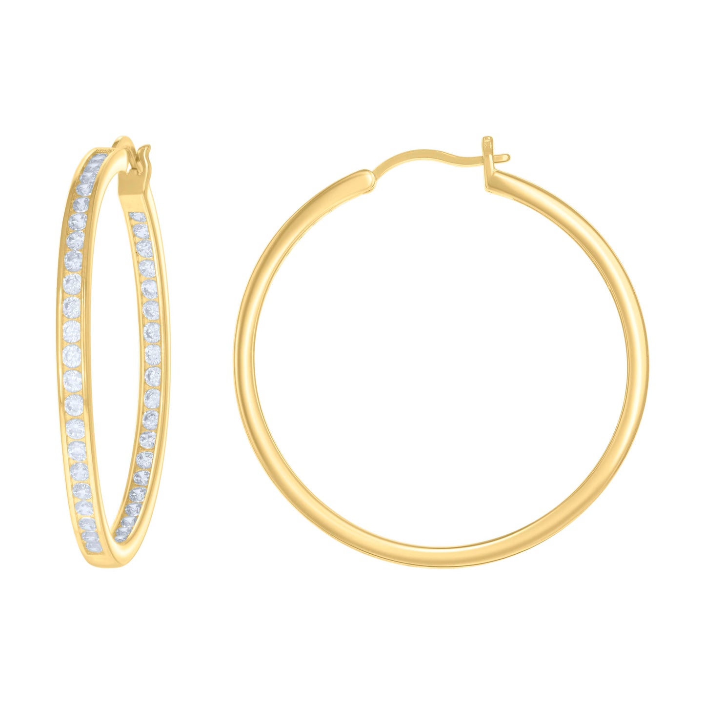 925 Sterling Silver Cz Inside-Out Hoop Earrings 3M