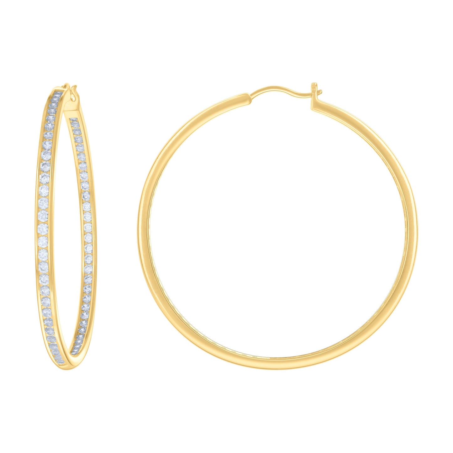 925 Sterling Silver Cz Inside-Out Hoop Earrings 3M