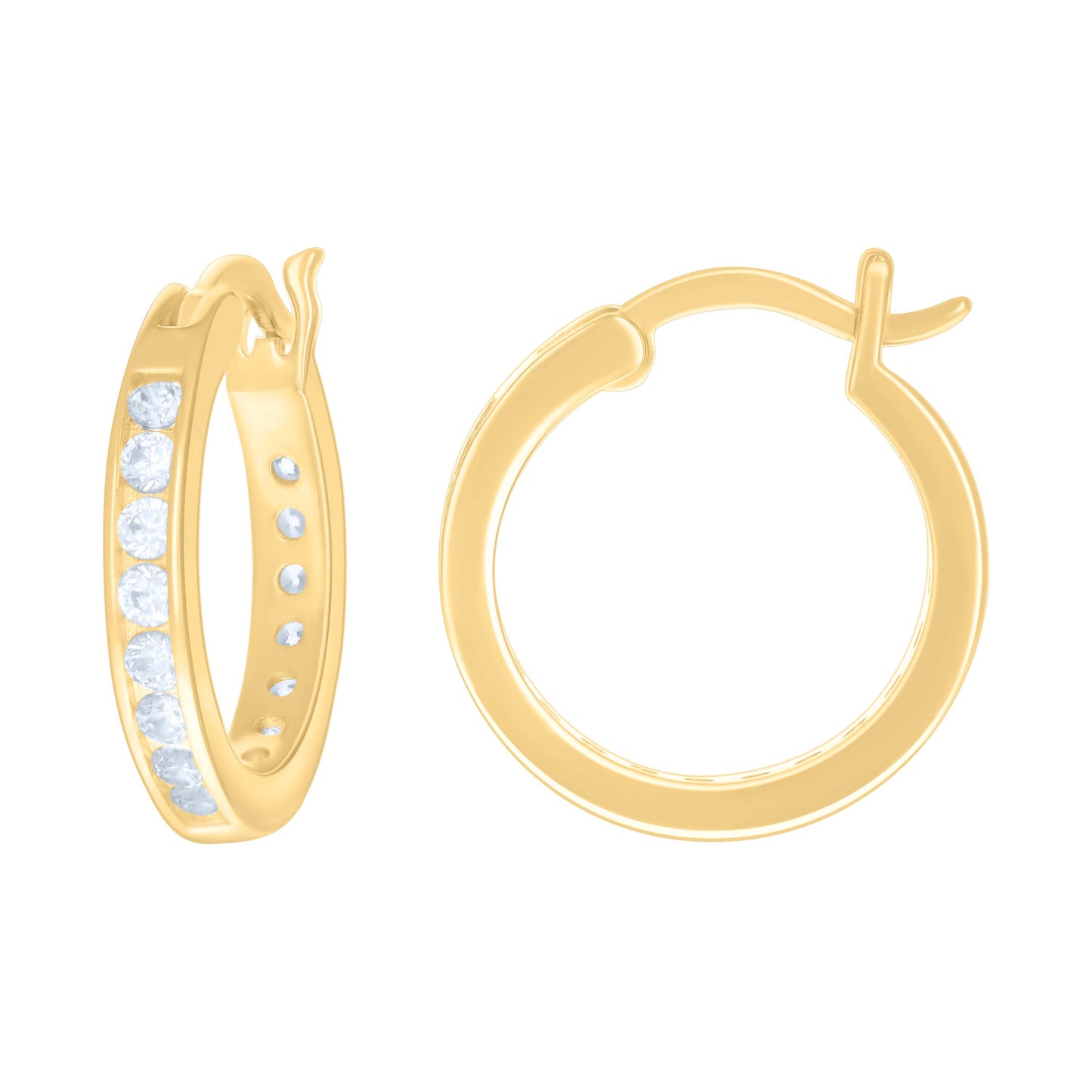 925 Sterling Silver Cz Hoop Earrings 3mm-18