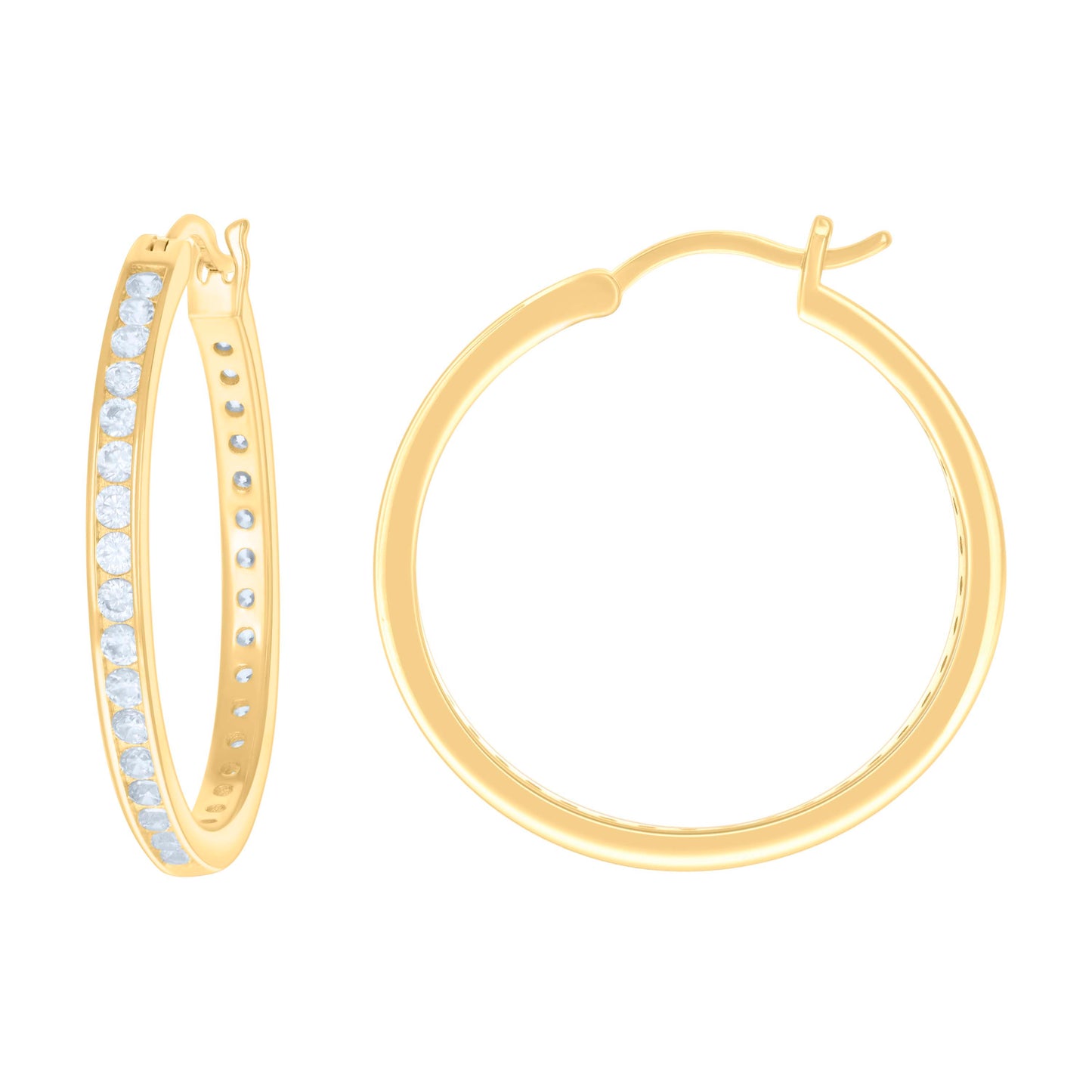 925 Sterling Silver Cz Hoop Earrings 3mm-30