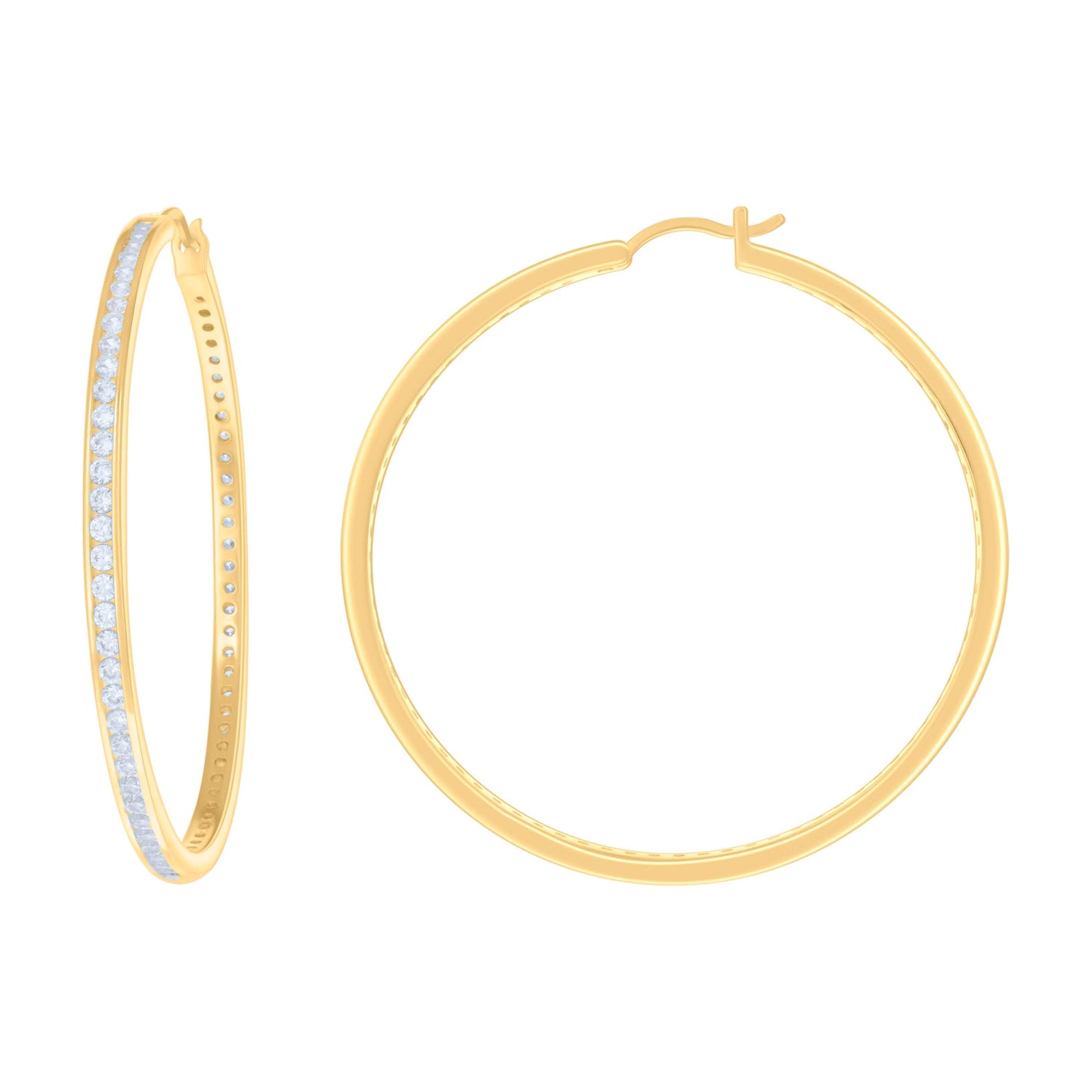 925 Sterling Silver Cz Hoop Earrings 3mm-56