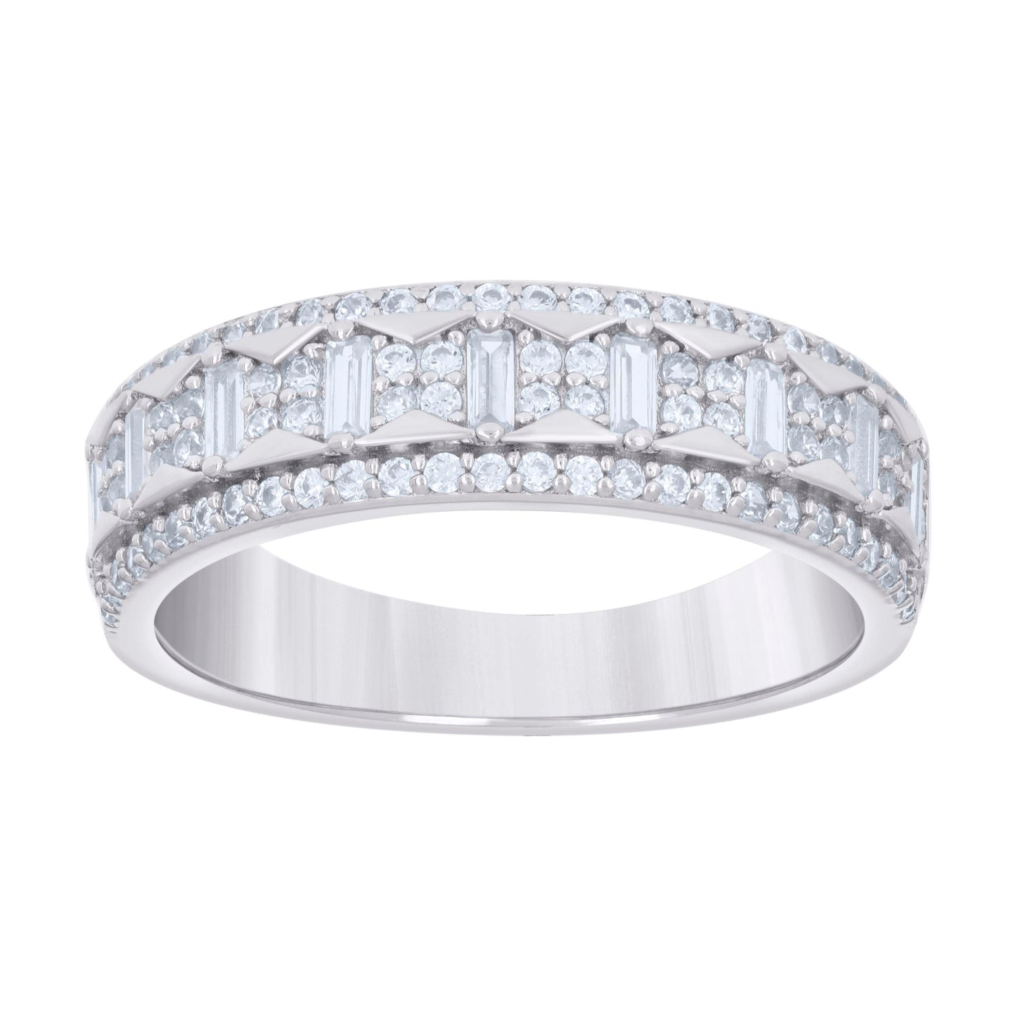 925 Sterling Silver Cz Ring Band S5