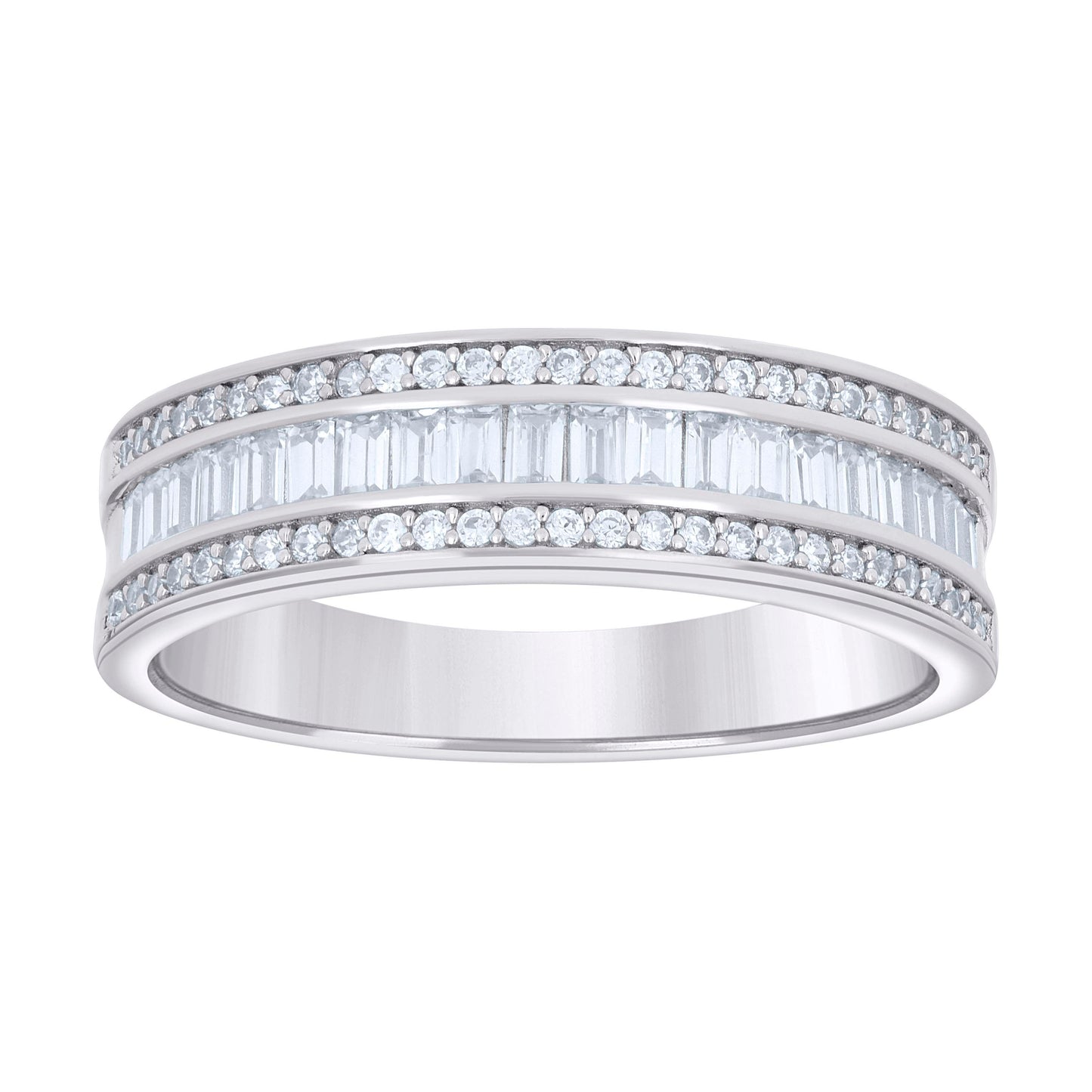 925 Sterling Silver Cz Ring Band S7
