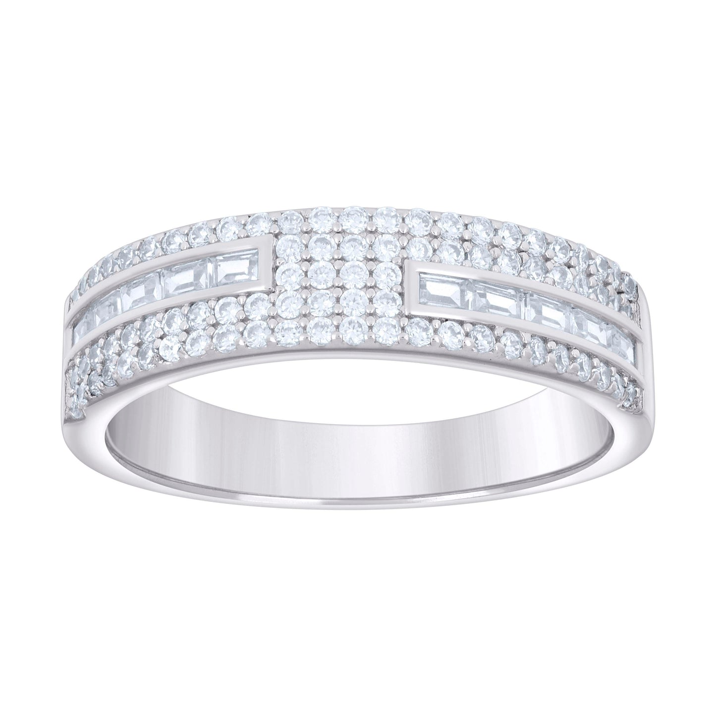925 Sterling Silver Cz Ring Band S5