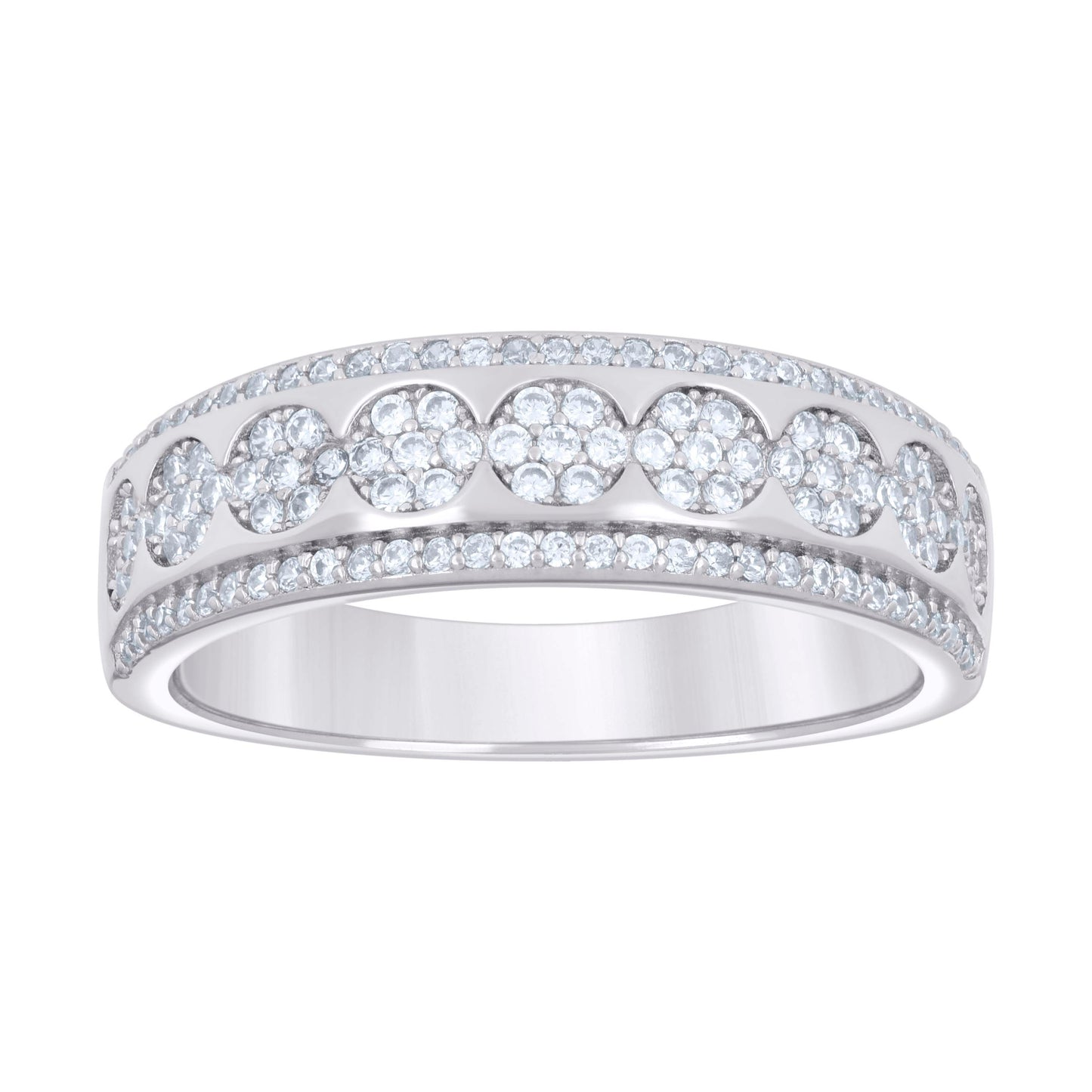 925 Sterling Silver Cz Ring Band S7