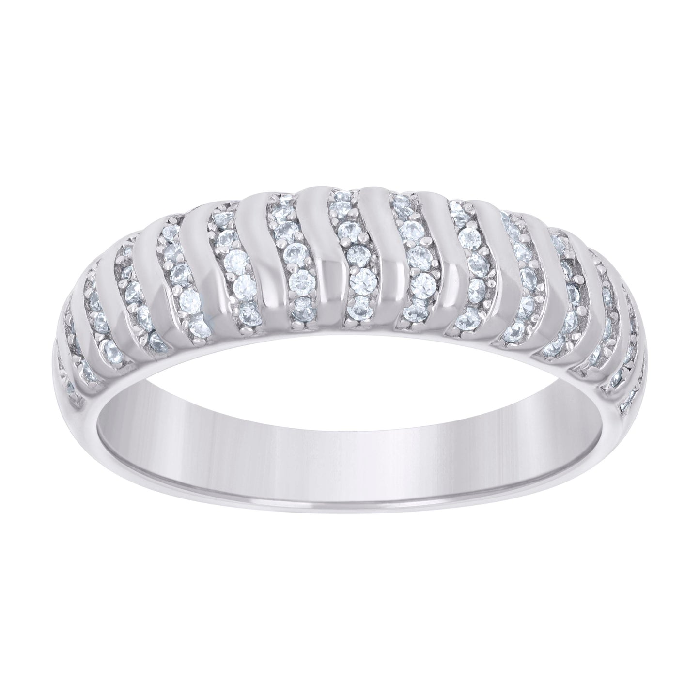 925 Sterling Silver Cz Ring Band S5