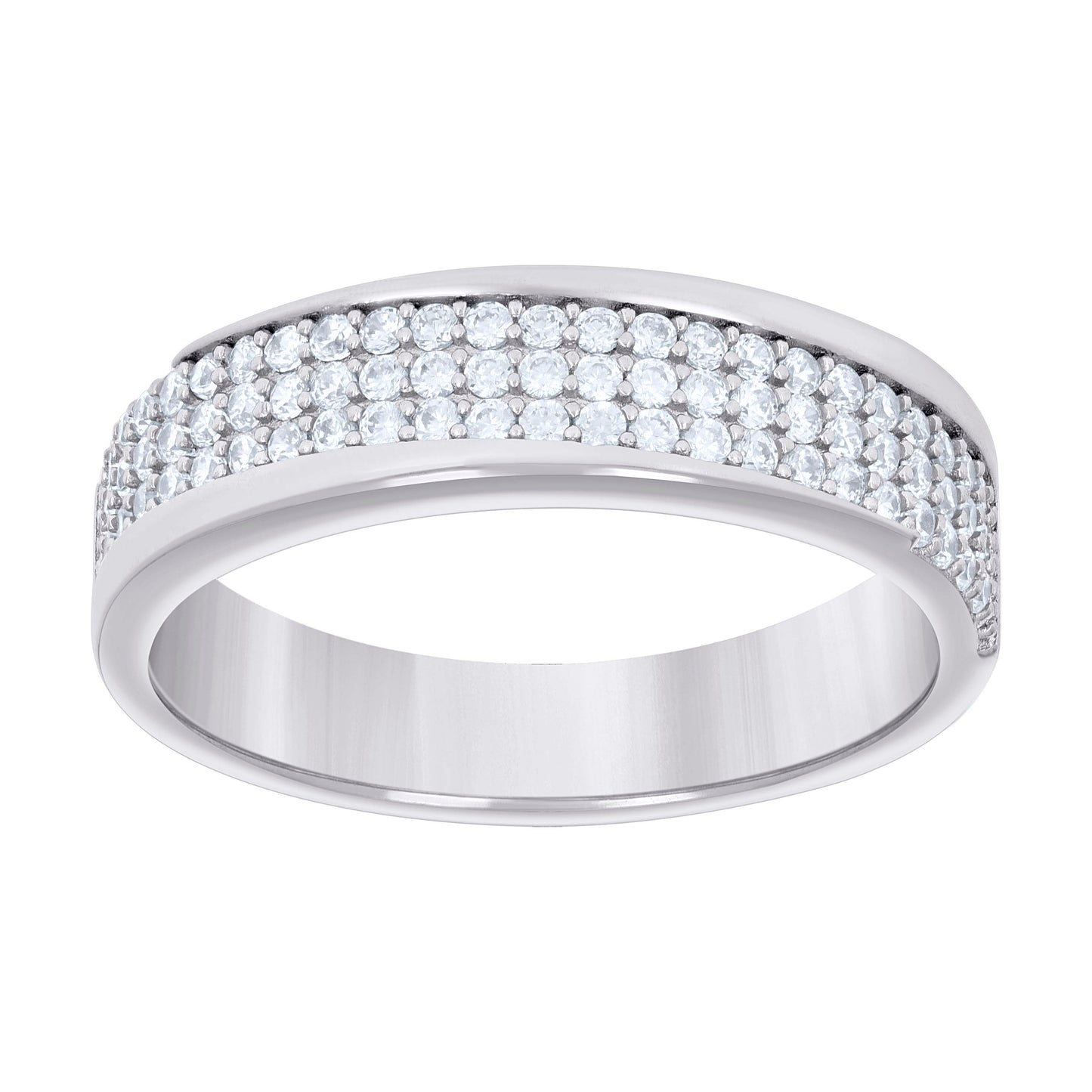925 Sterling Silver Cz Ring Band S6