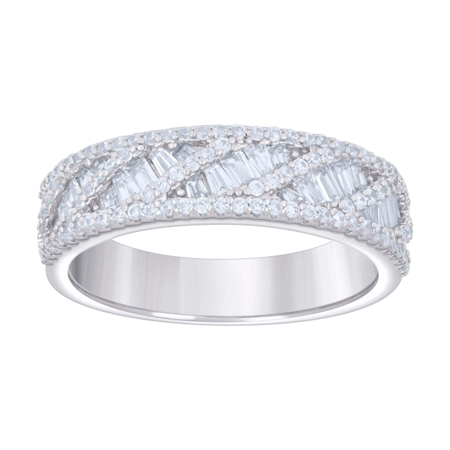 925 Sterling Silver Cz Ring Band S5