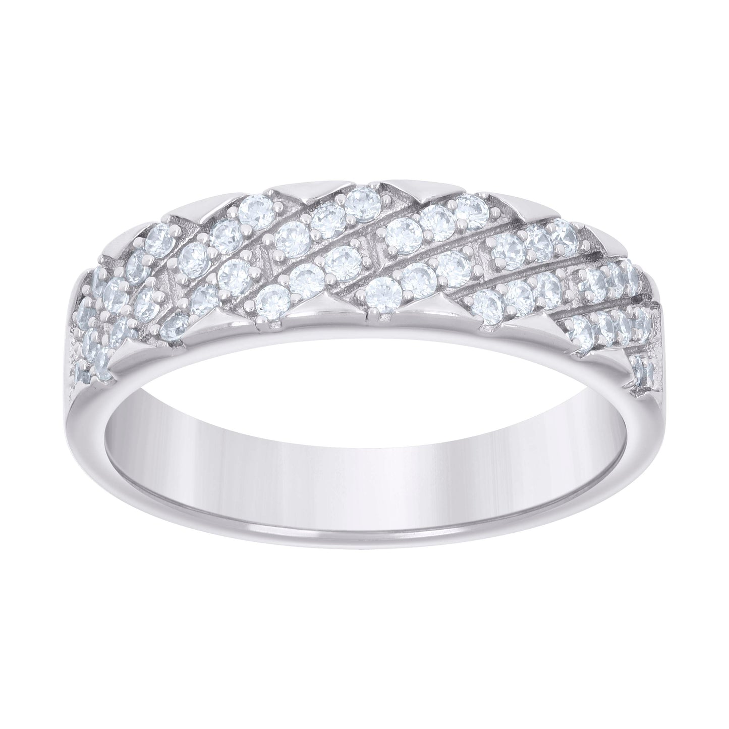 925 Sterling Silver Cz Ring Band S5