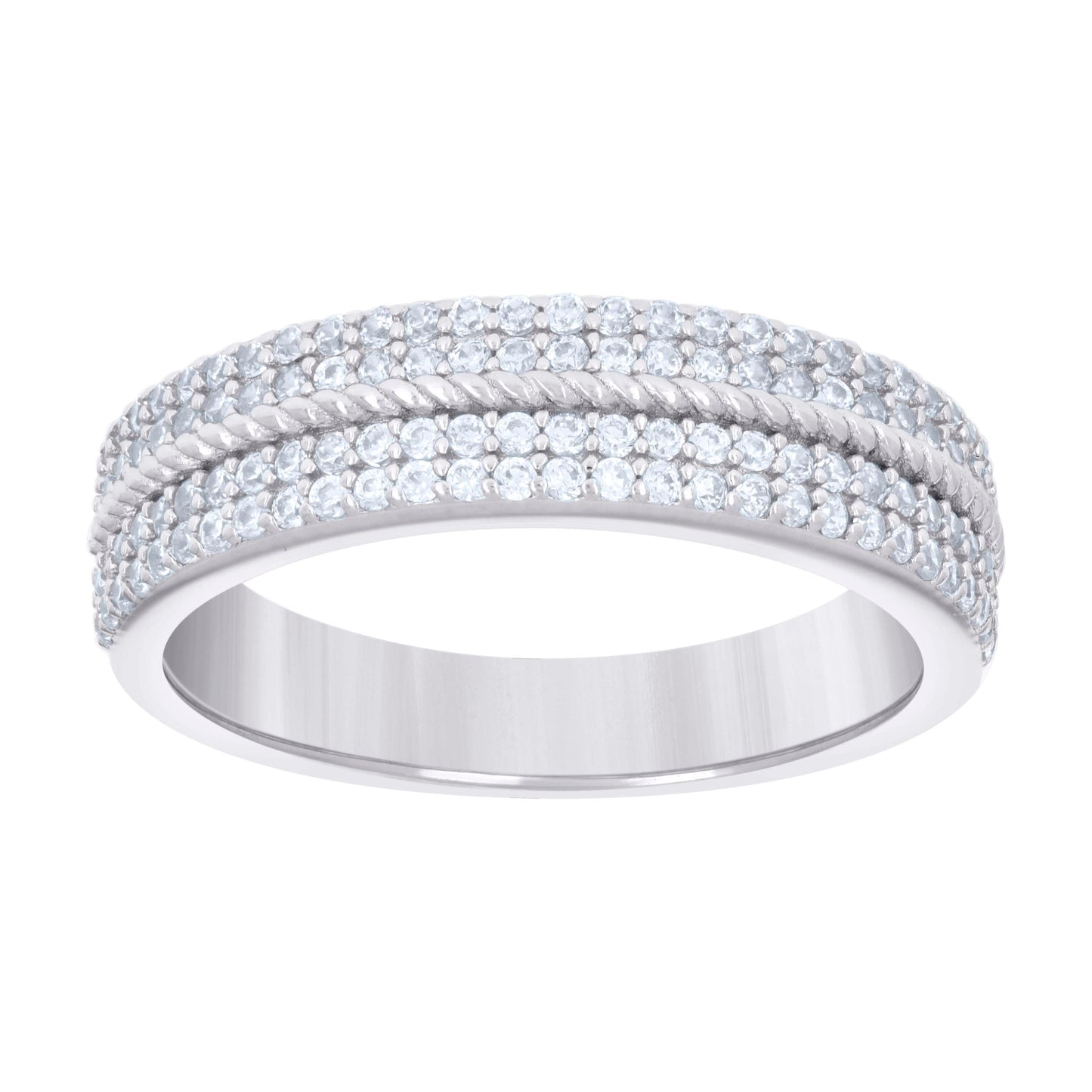 925 Sterling Silver Cz Ring Band S5