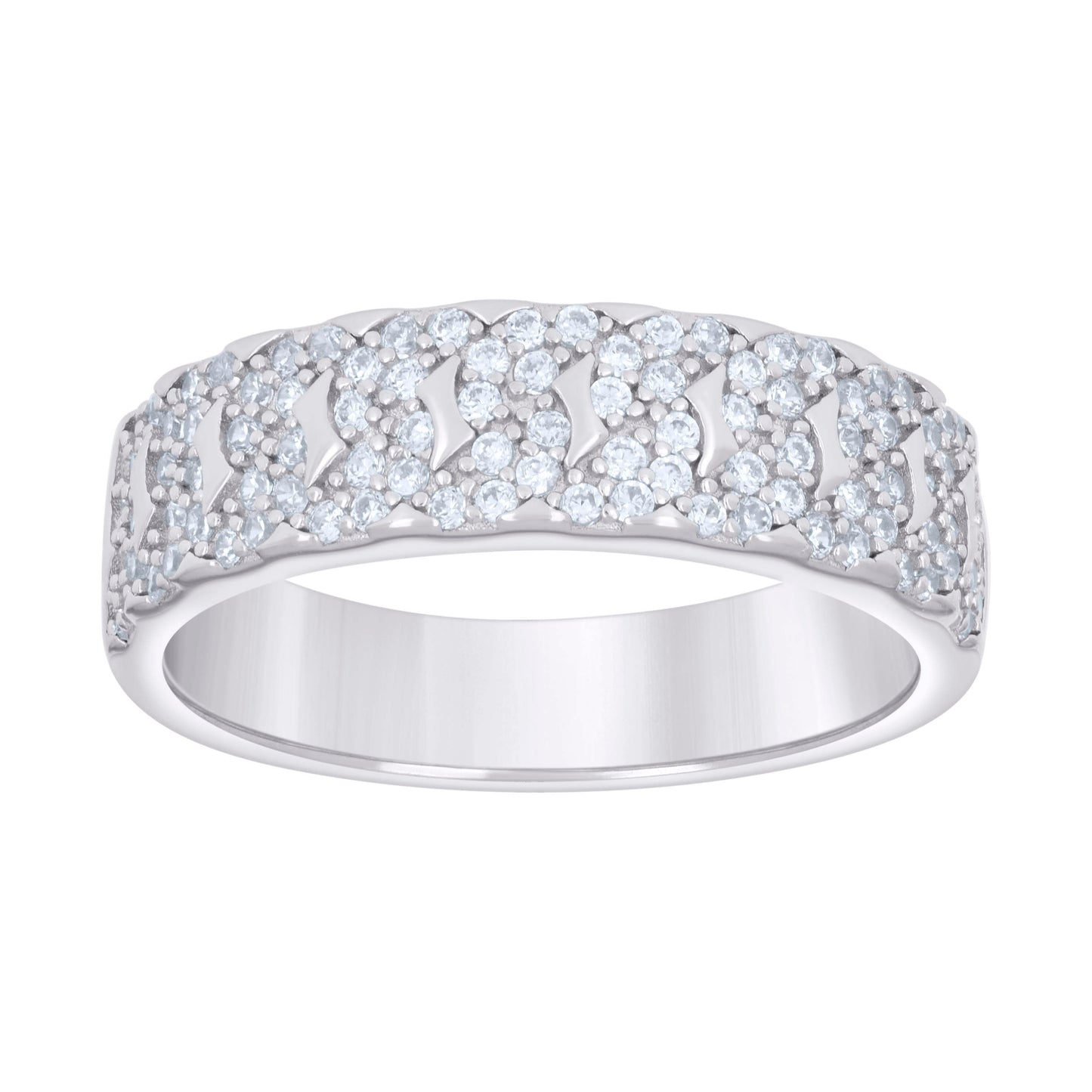 925 Sterling Silver Cz Ring Band S5