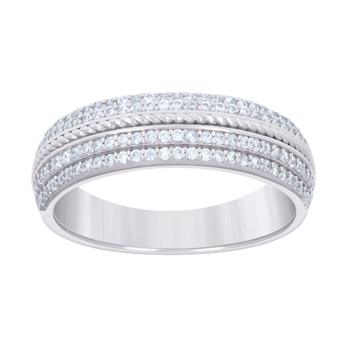925 Sterling Silver Cz Ring Band S5