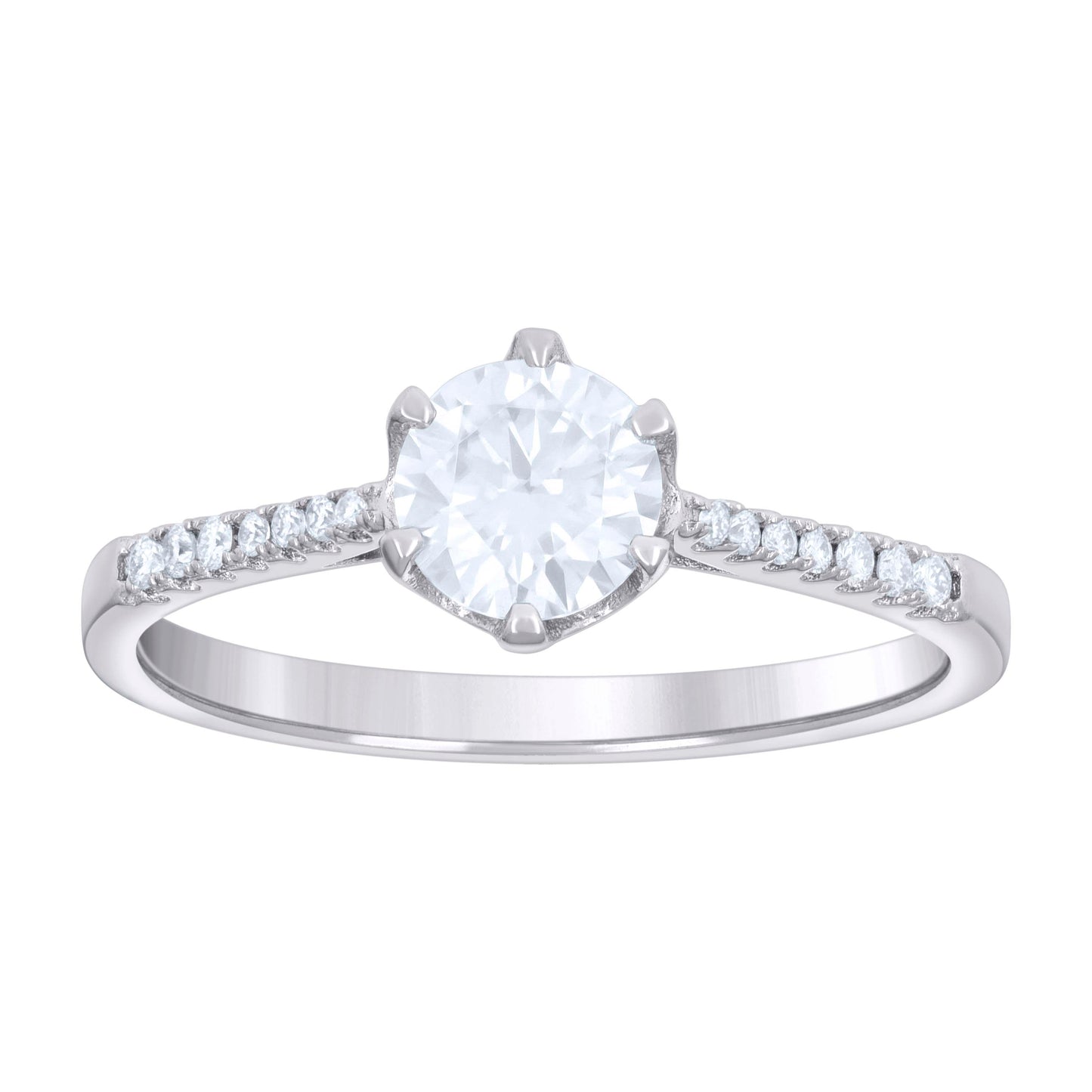 925 Sterling Silver Ring S5 Moissanite Ctw 1.04