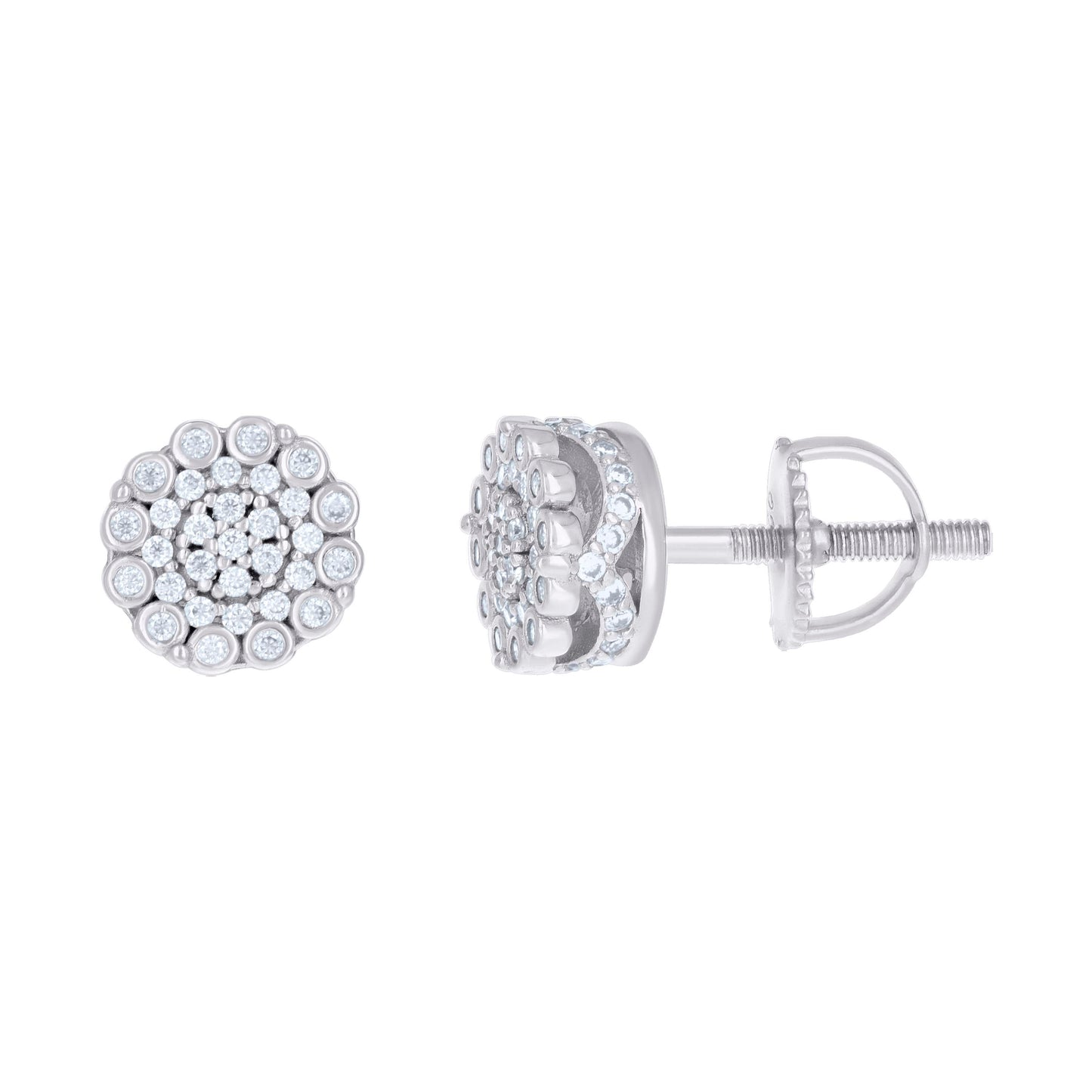 925 Sterling Silver Cz Earrings With Screwback
