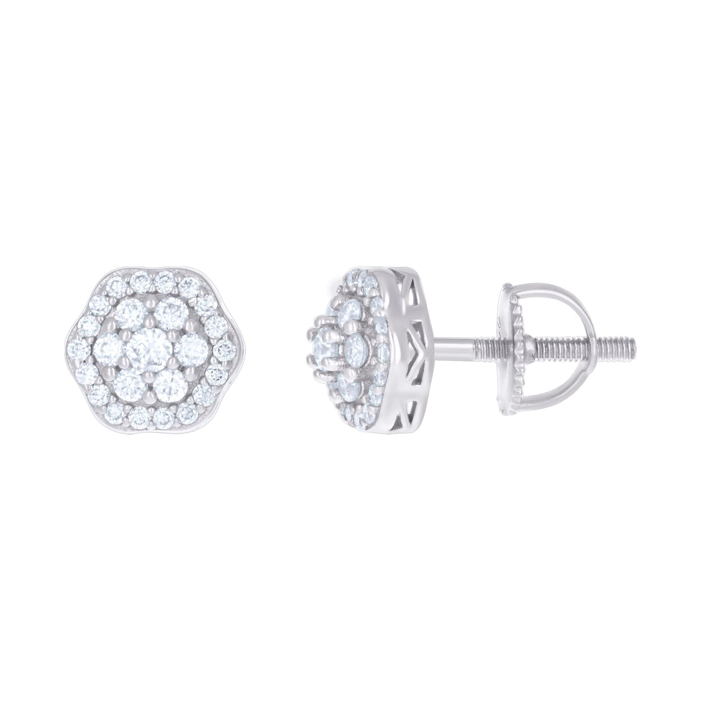 925 Sterling Silver Cz Earrings With Screwback