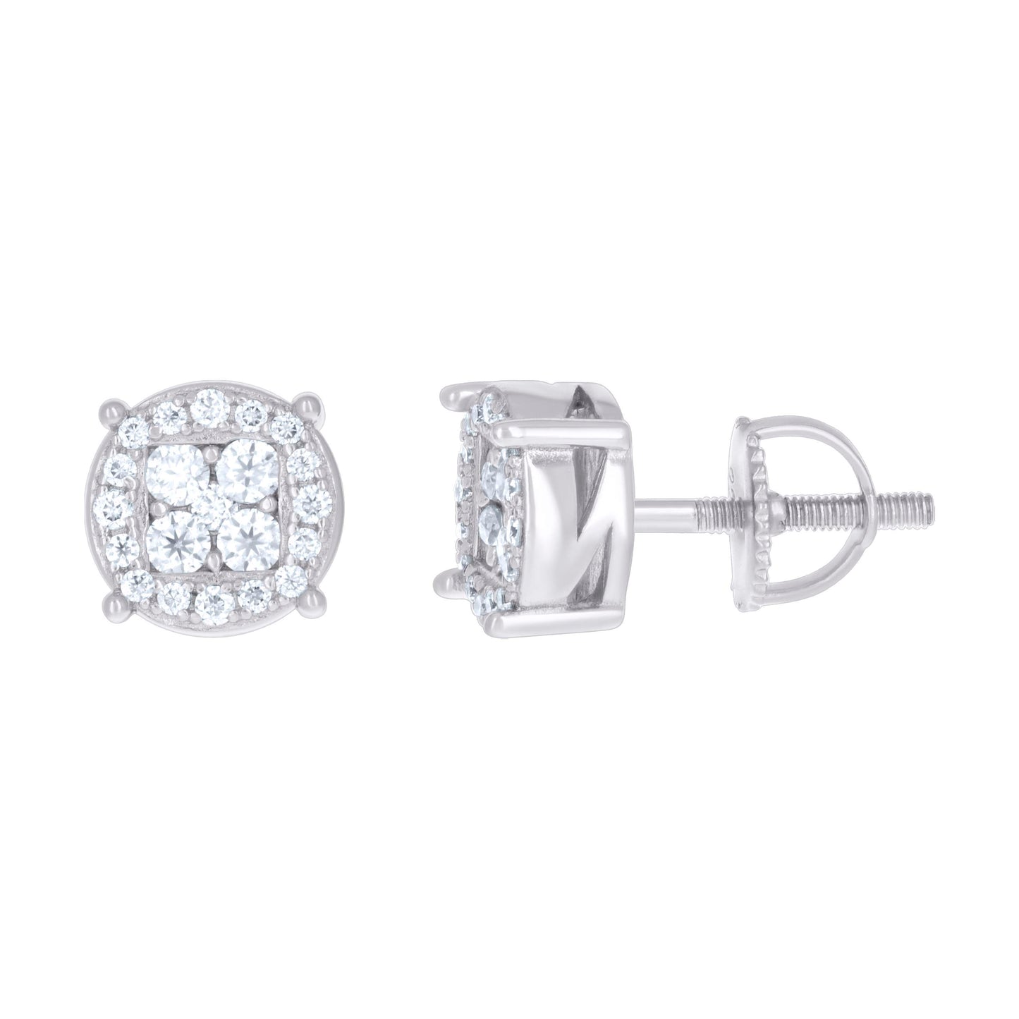 925 Sterling Silver Cz Earrings With Screwback