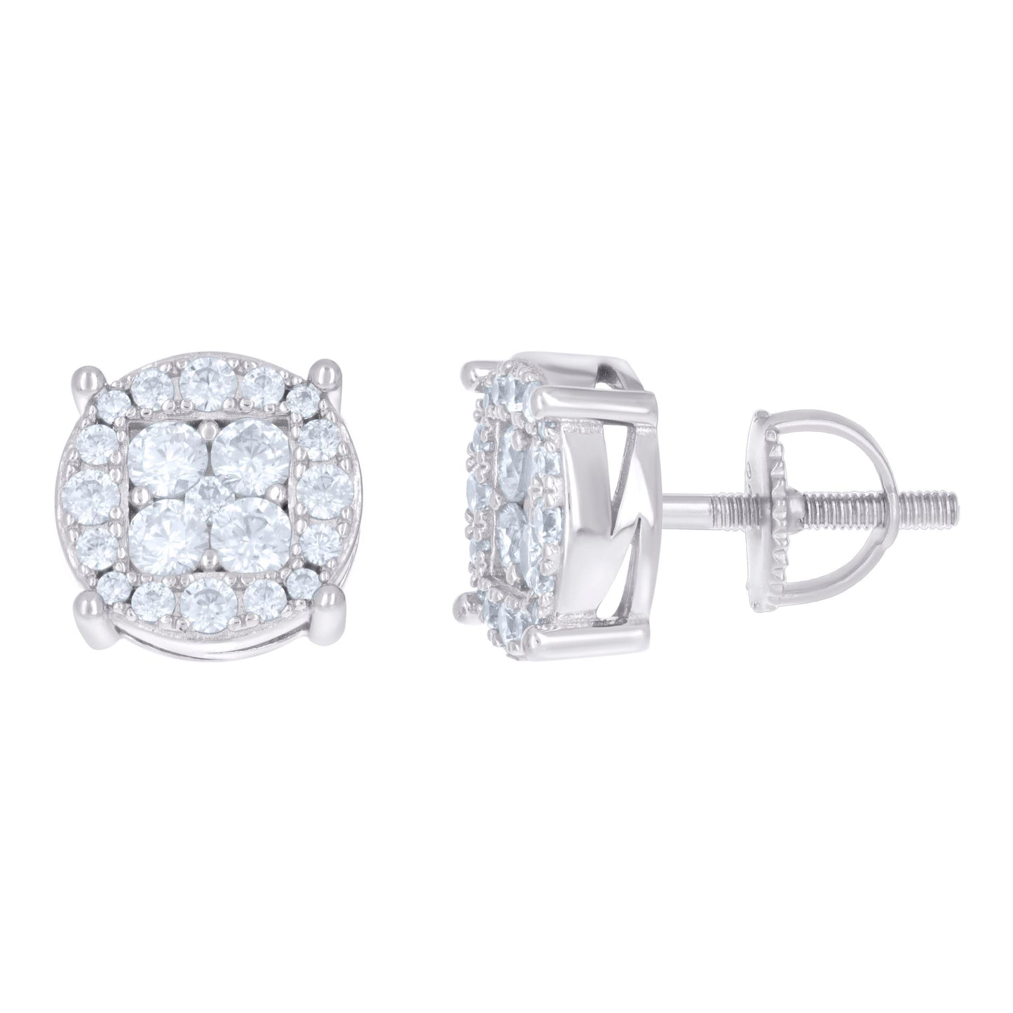 925 Sterling Silver Cz Earrings With Screwback