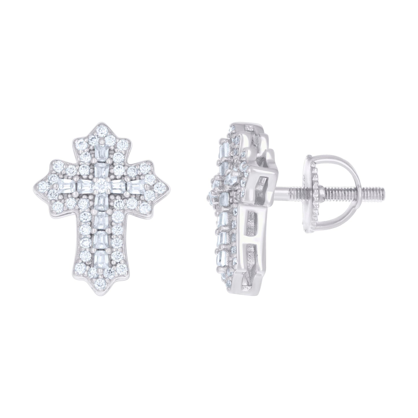 925 Sterling Silver Cz Earrings With Screwback