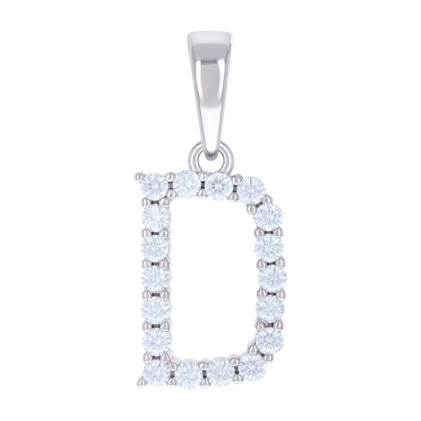 925 Silver Initial Letter "D" Pendant Moissanite C