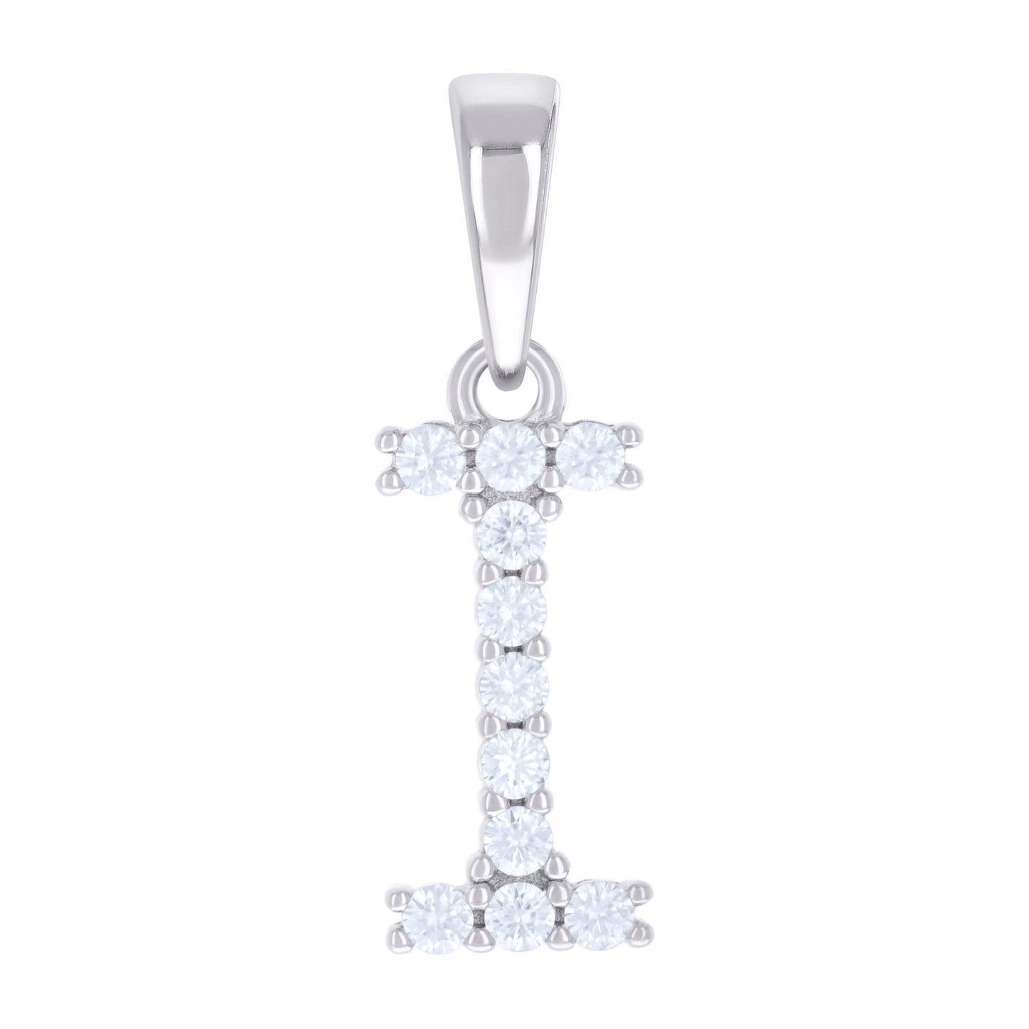 925 Silver Initial Letter "I" Pendant Moissanite C