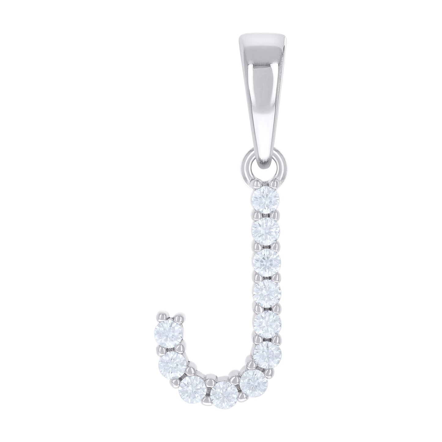 925 Silver Initial Letter "J" Pendant Moissanite C