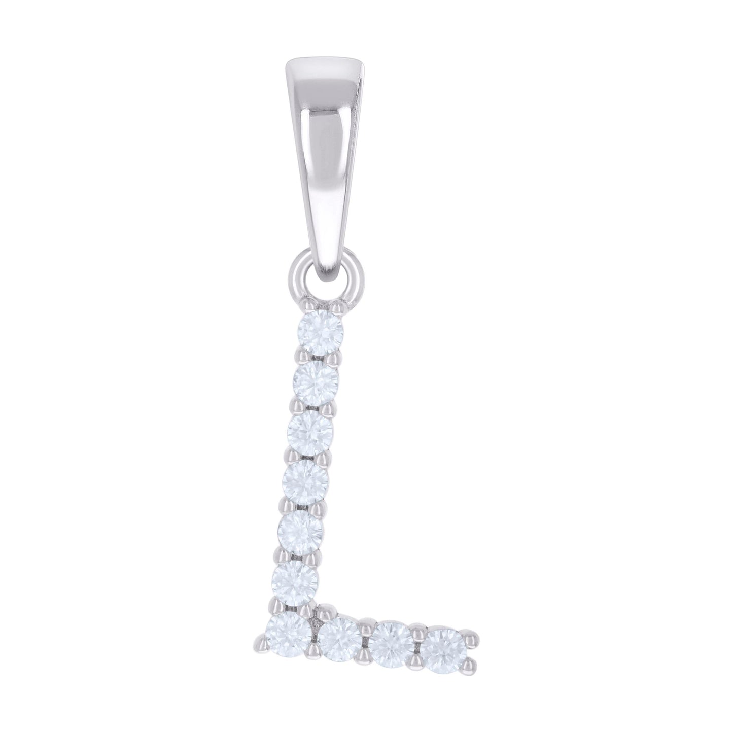 925 Silver Initial Letter "L" Pendant Moissanite C