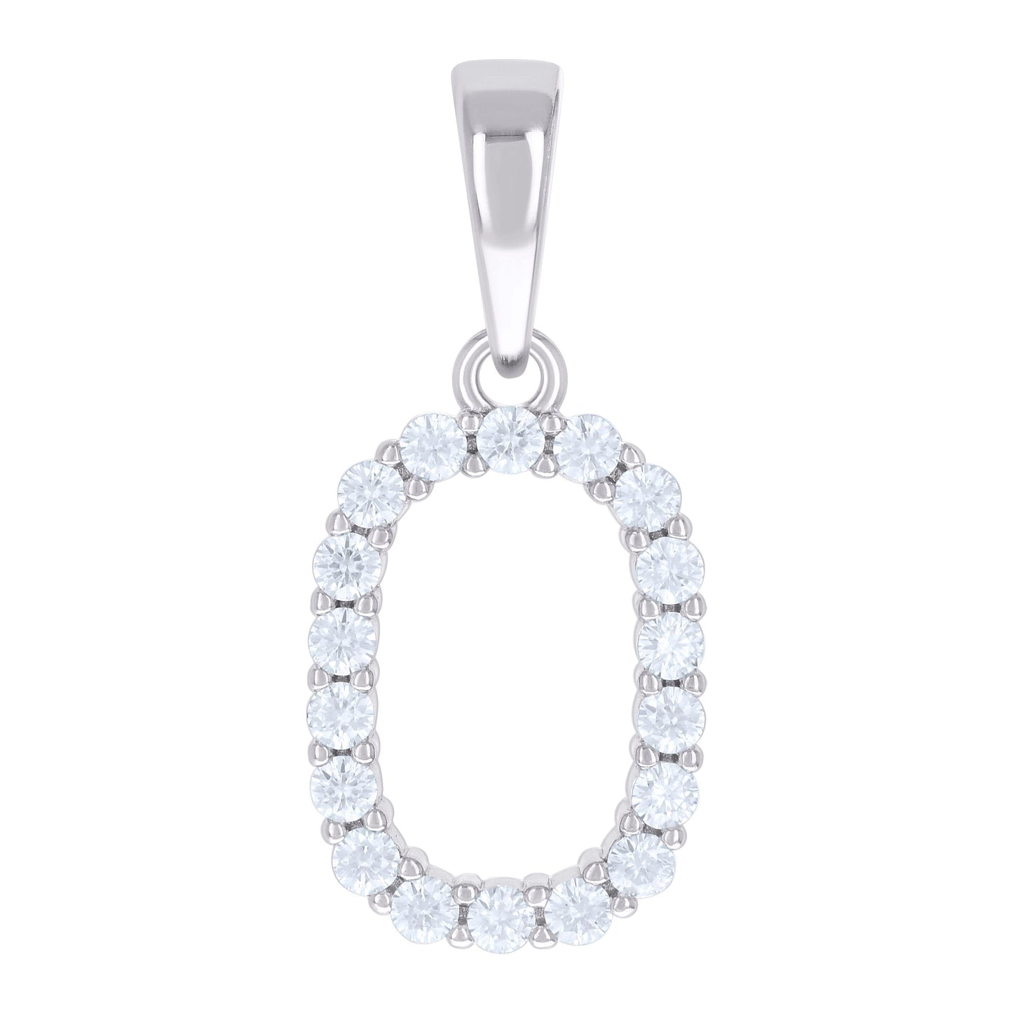 925 Silver Initial Letter "O" Pendant Moissanite C