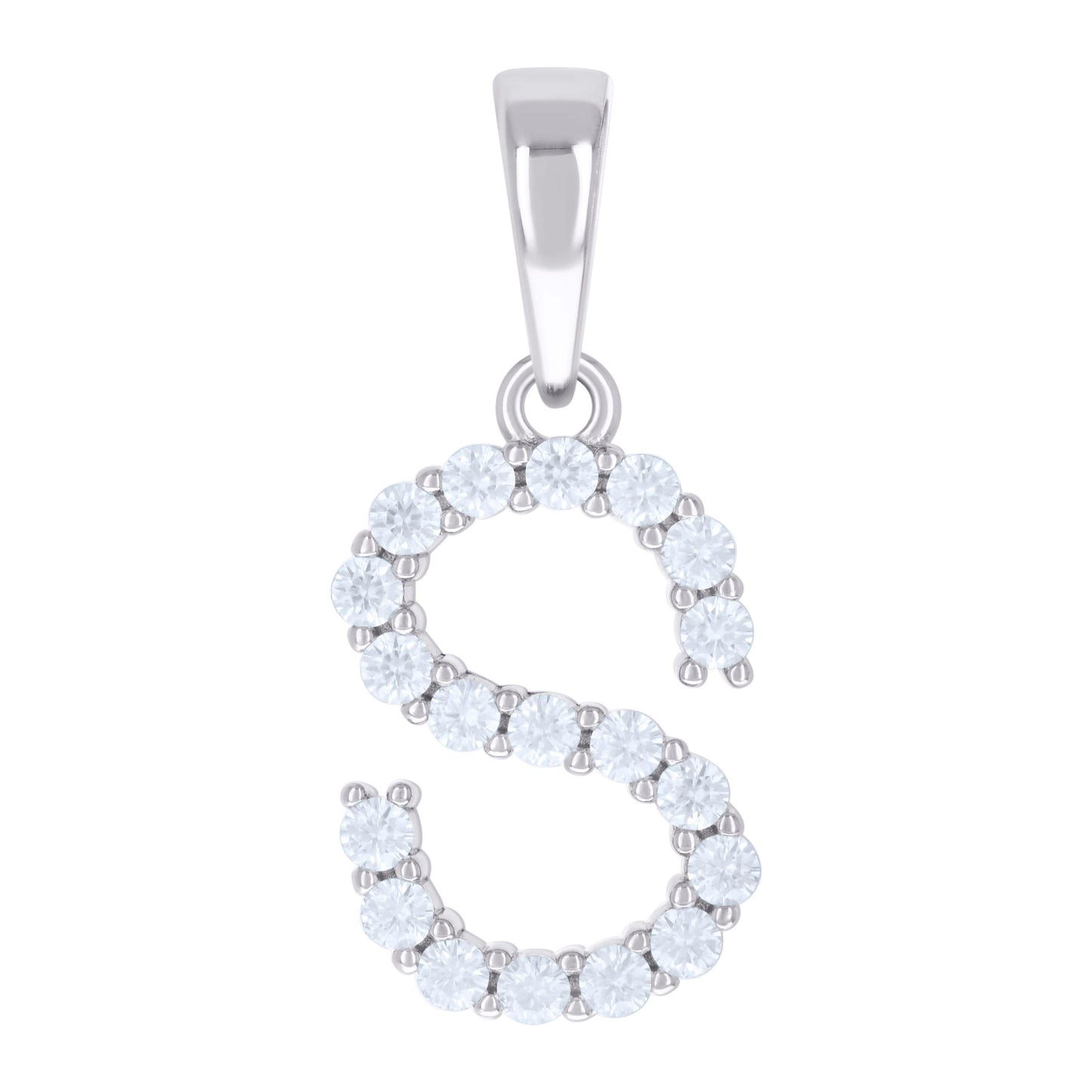 925 Silver Initial Letter "S" Pendant Moissanite C