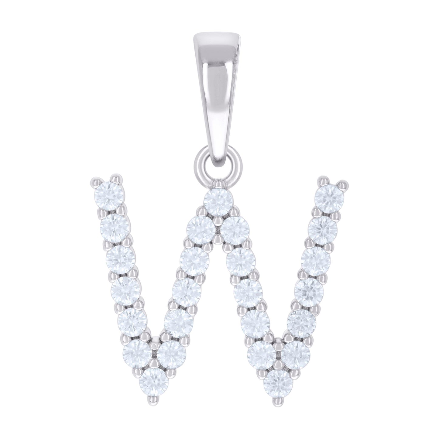 925 Silver Initial Letter "W" Pendant Moissanite C