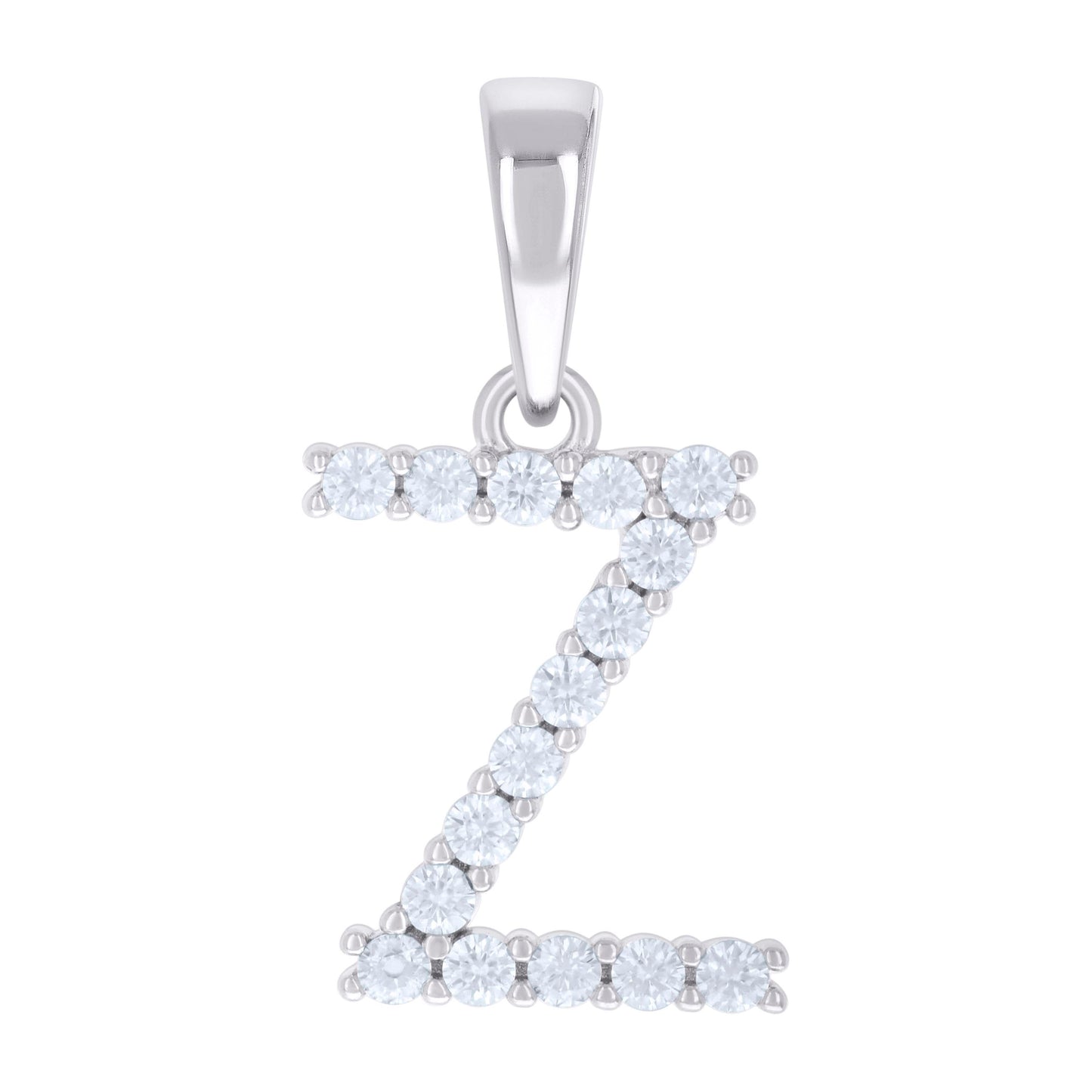 925 Silver Initial Letter "Z" Pendant Moissanite C
