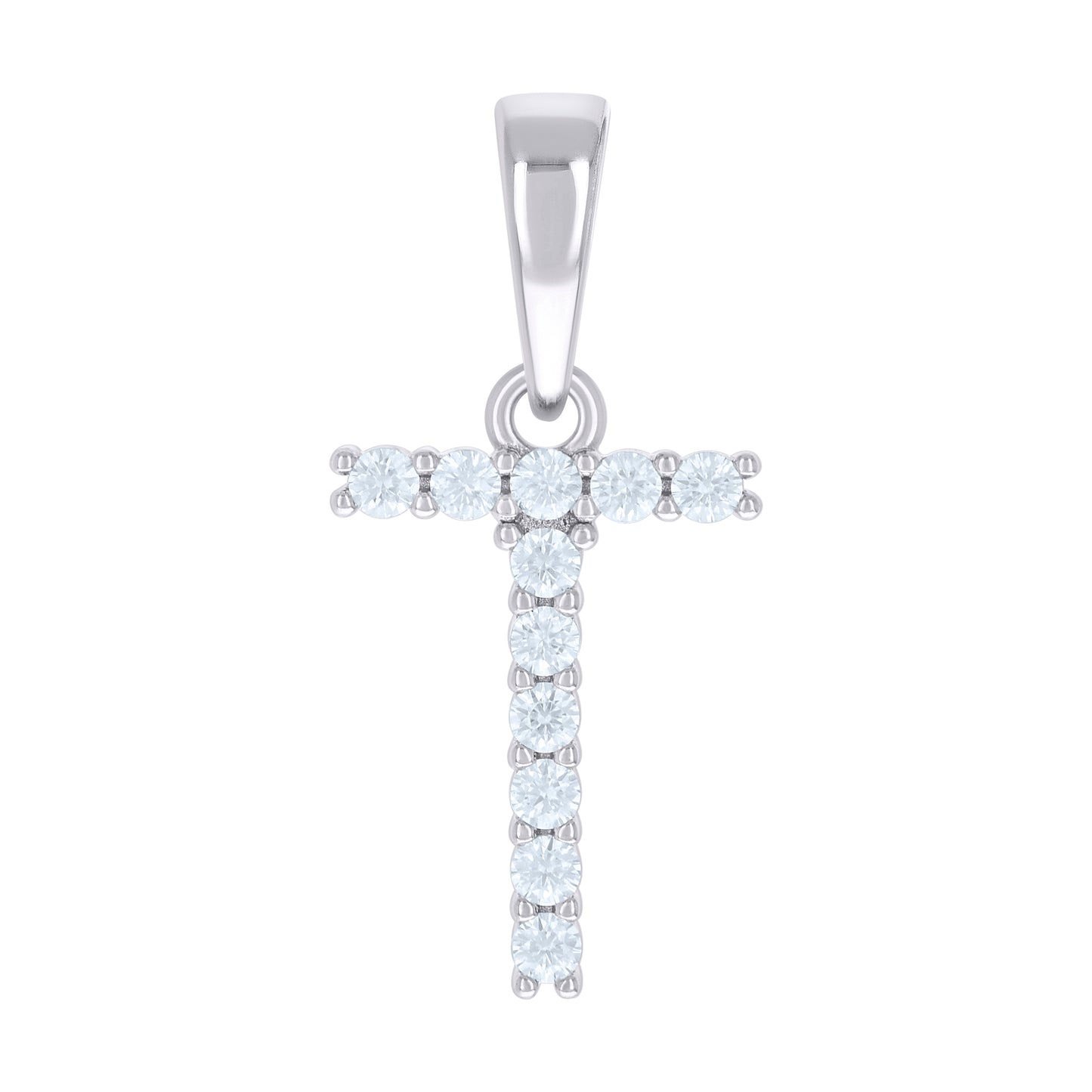 925 Sterling Silver Cz Pendant Initial Letter "T"