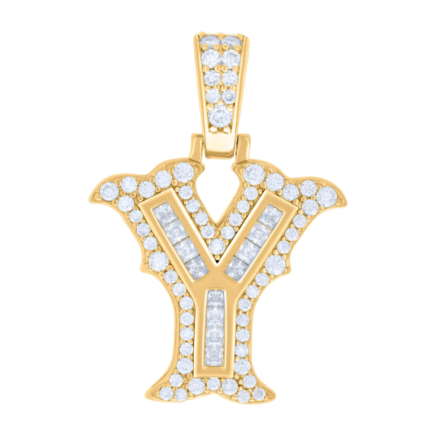 925 Silver Pendant "Y" Moissanite 0.53Ct, Baguette