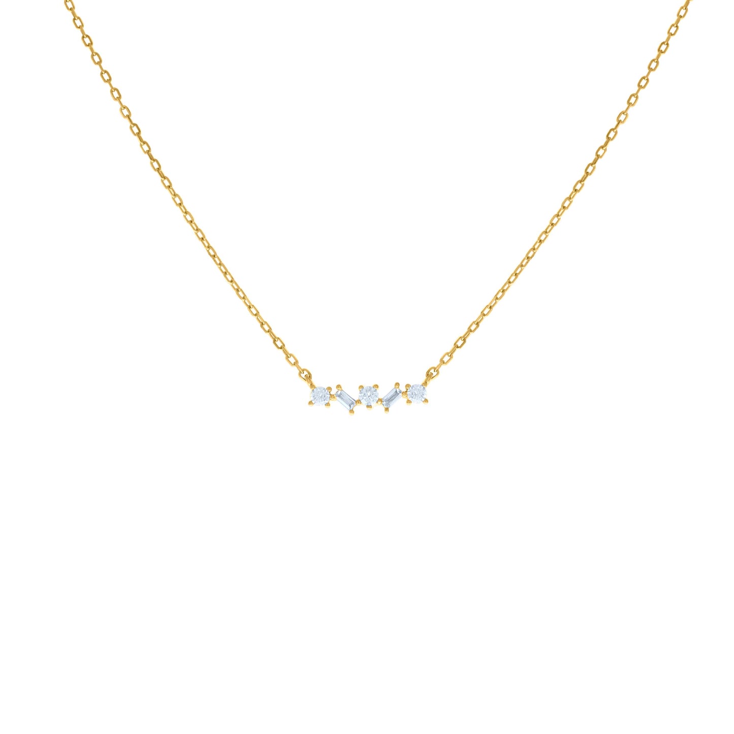 925 Sterling Silver Cz Necklace 16"+2"