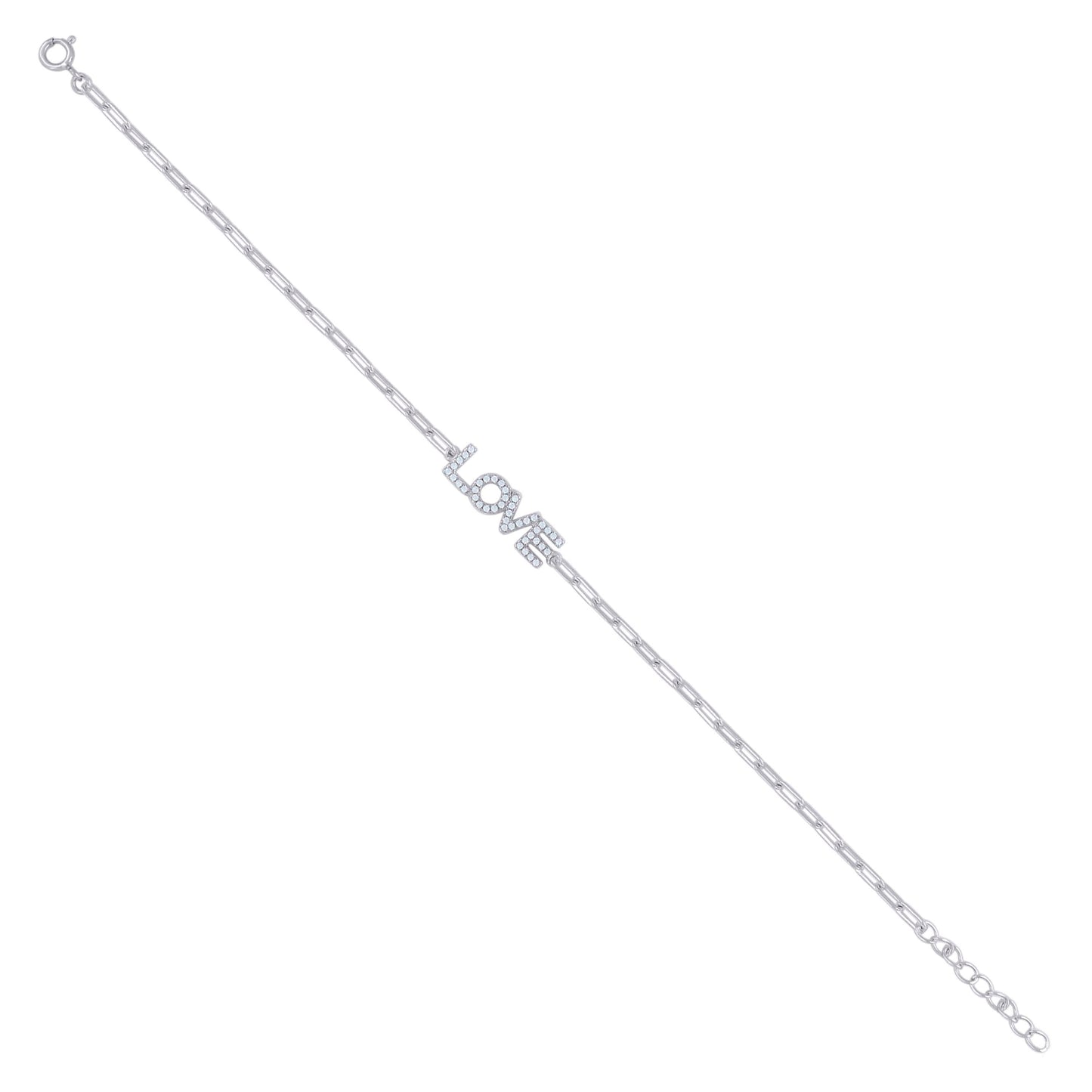 925 Sterling Silver Cz Bracelet 7"+1"