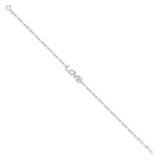 925 Sterling Silver Cz Bracelet 7"+1"