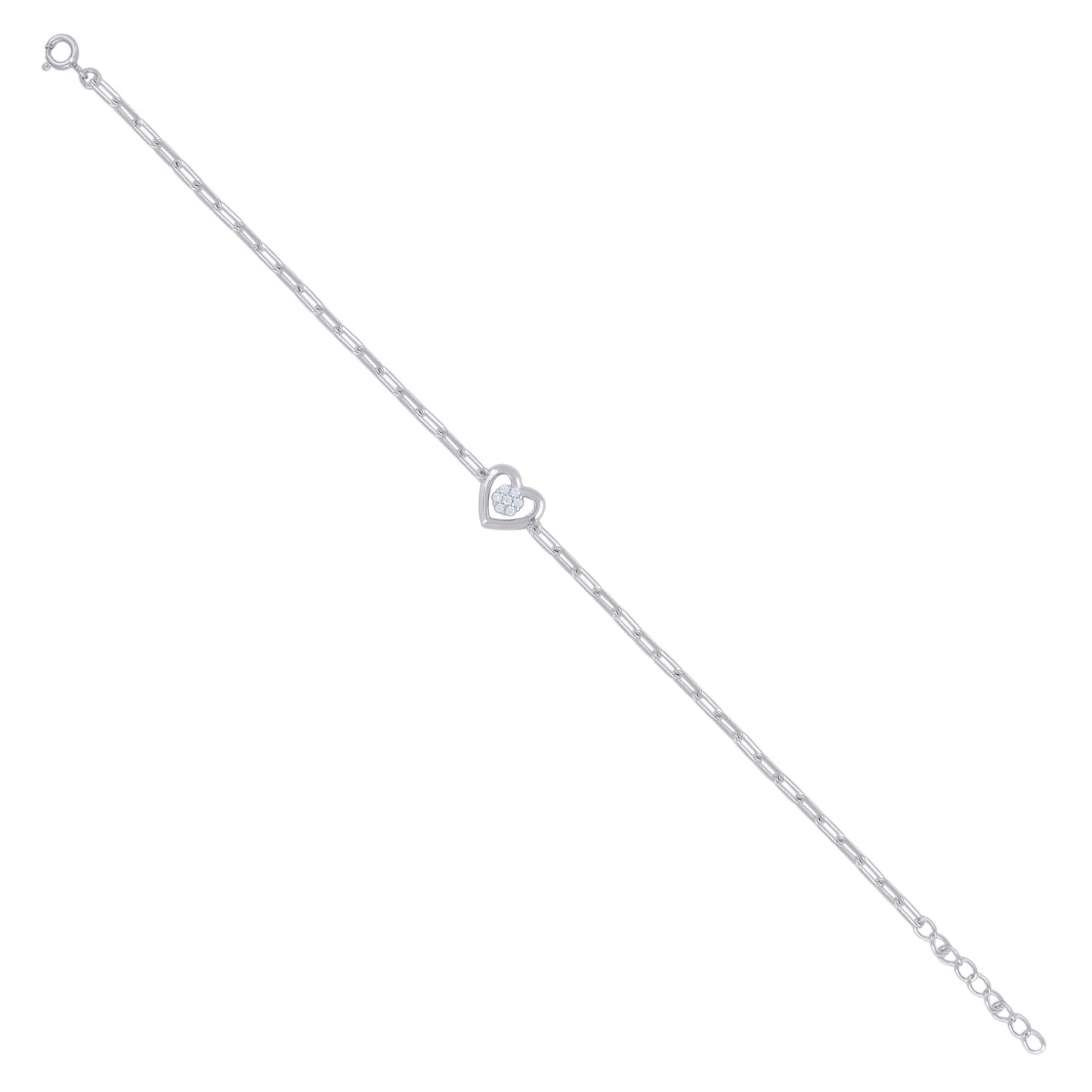 925 Sterling Silver Cz Bracelet 7"+1"