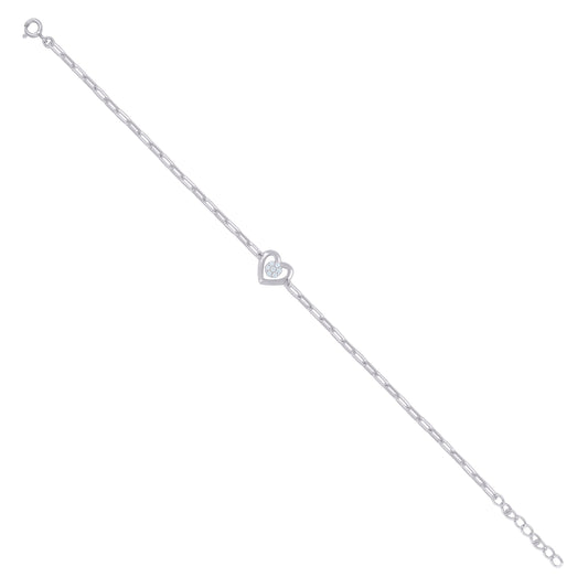 925 Sterling Silver Cz Bracelet 7"+1"