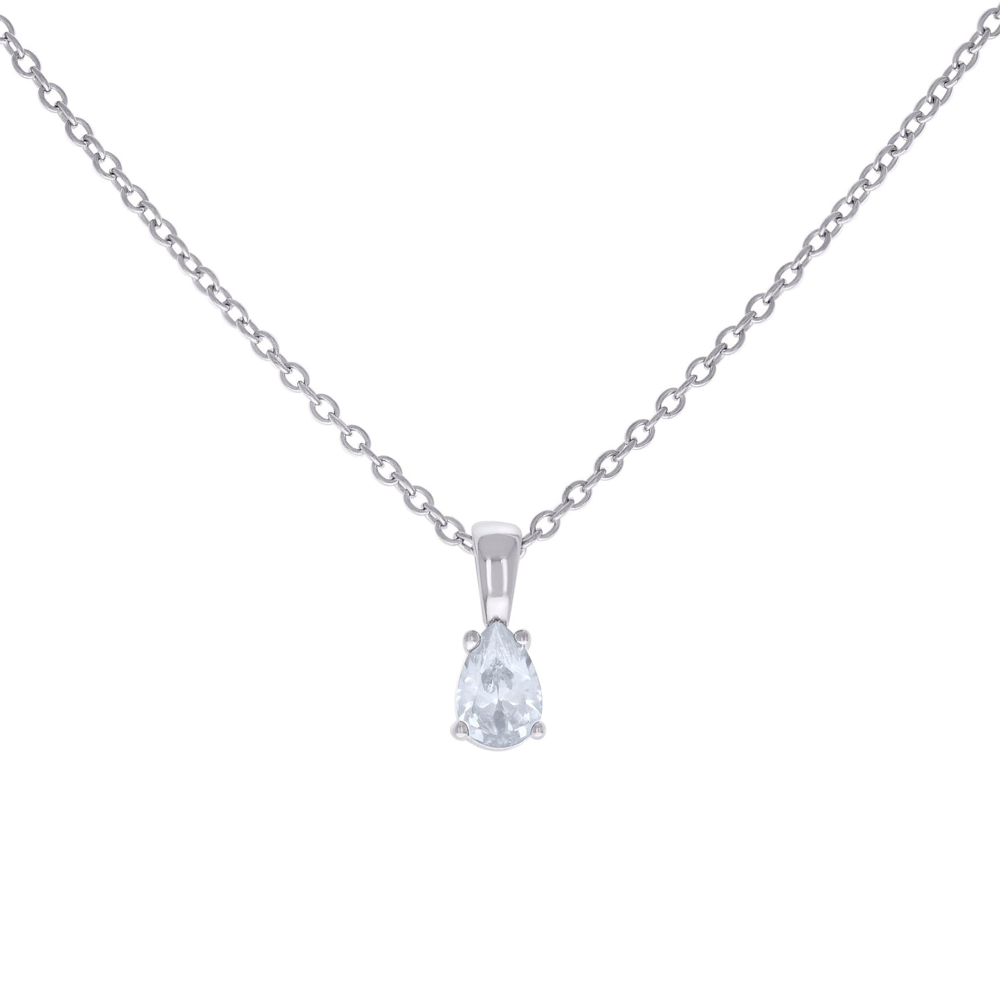925 Sterling Silver Cz Necklace 16"+2"