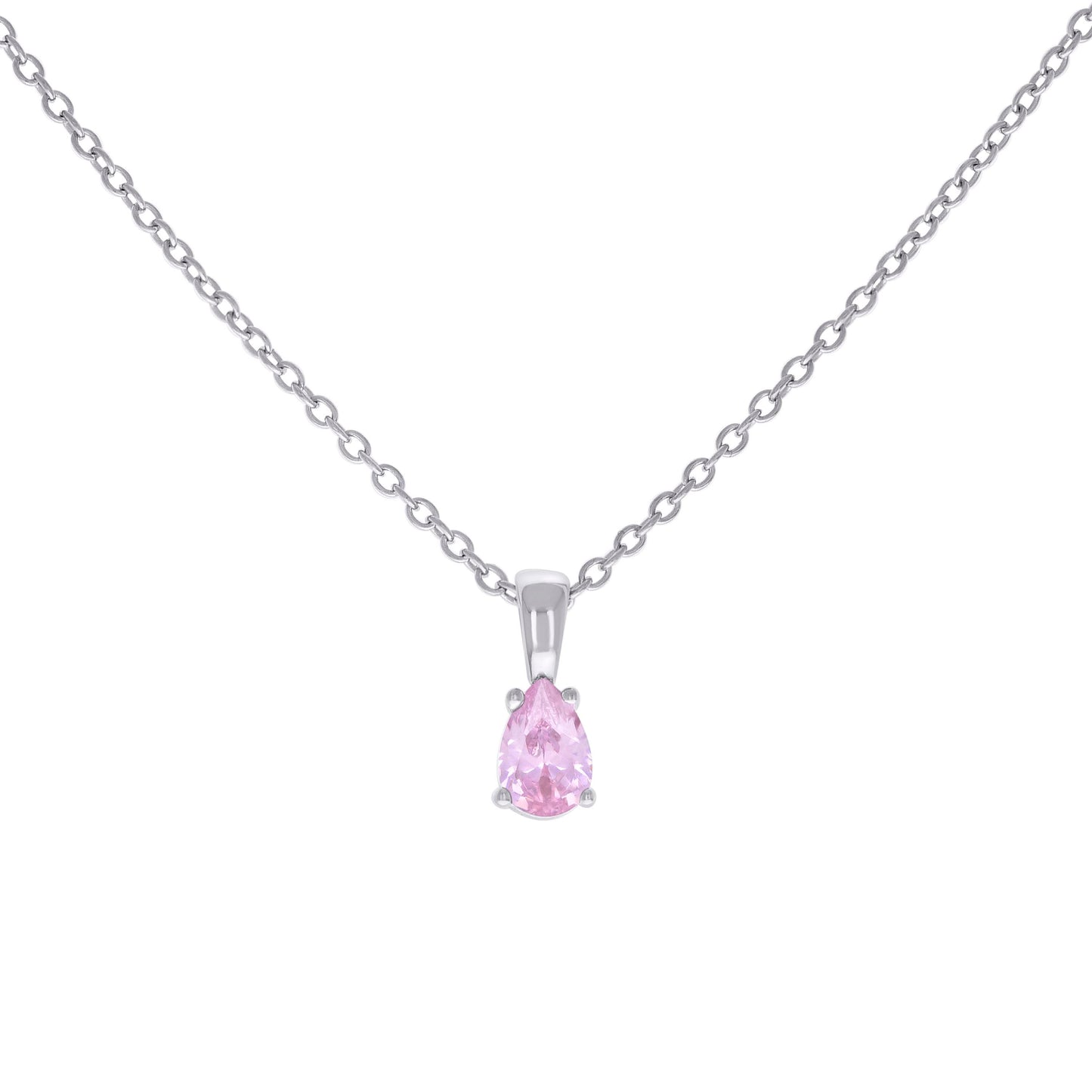 925 Sterling Silver Cz Necklace 16"+2"