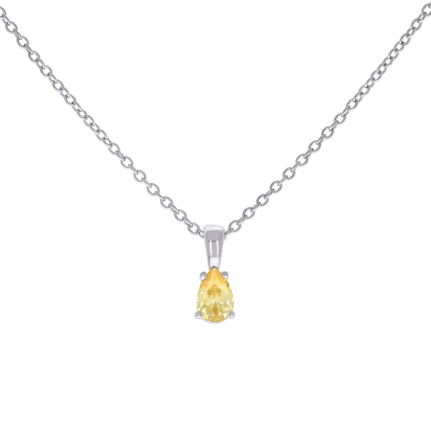925 Sterling Silver Cz Necklace 16"+2"