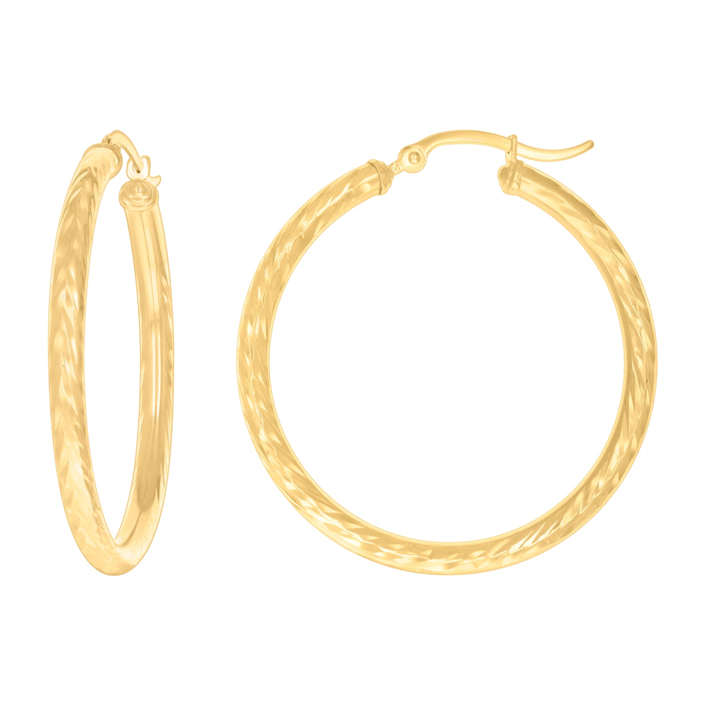 14Kt Gold Fancy Hoop Earrings 3mm-38