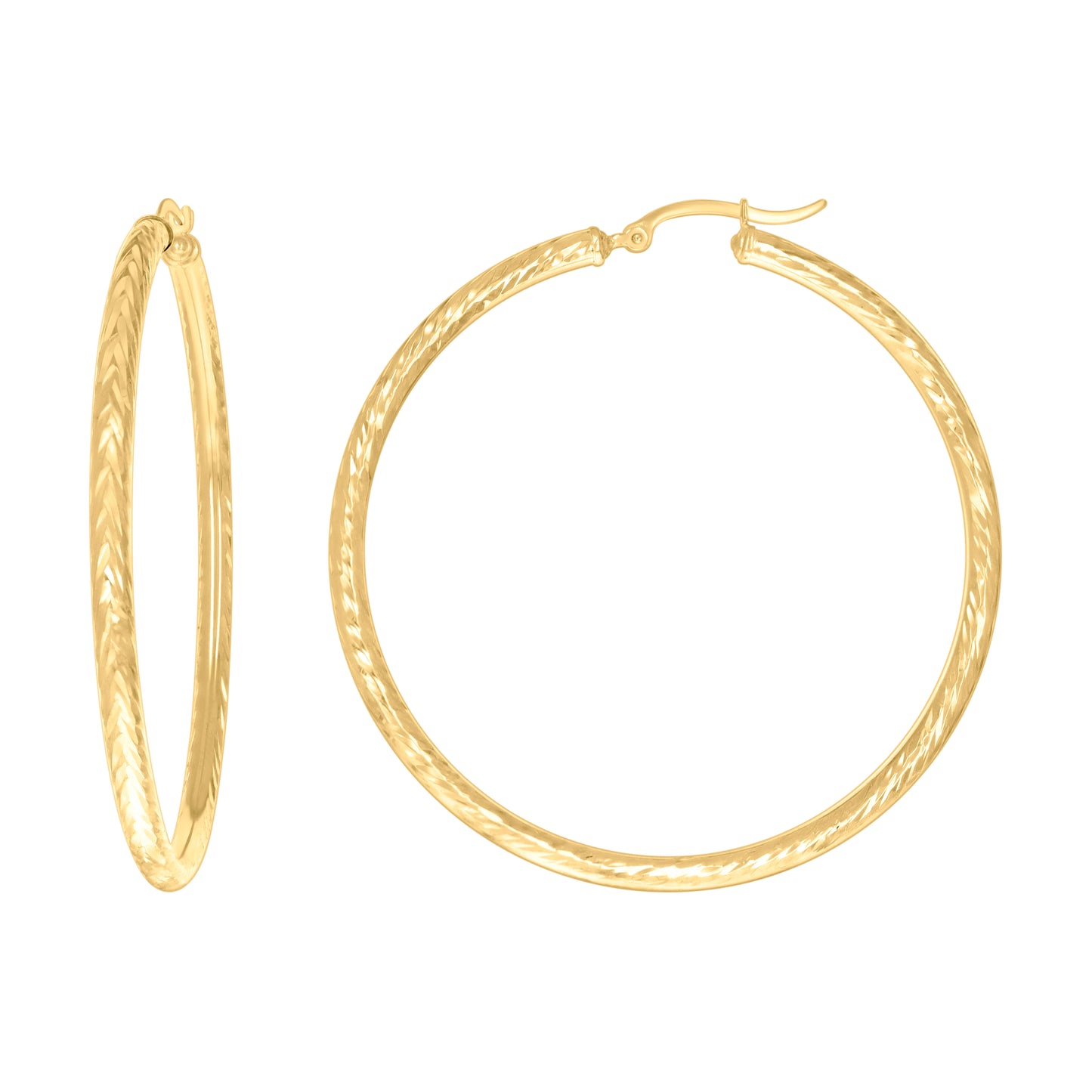 14Kt Gold Fancy Hoop Earrings 3mm-57