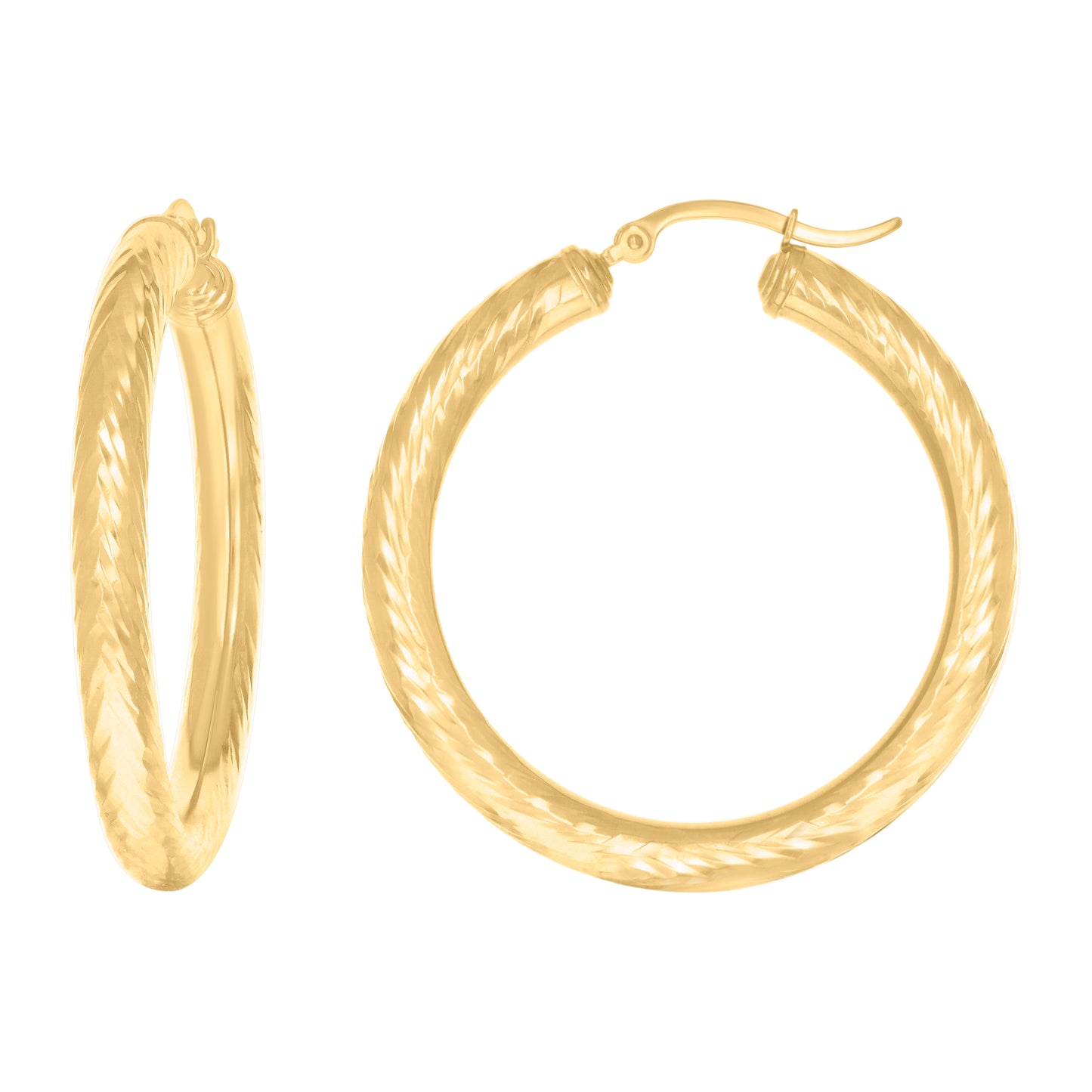 14Kt Gold Fancy Hoop Earrings 4mm-38