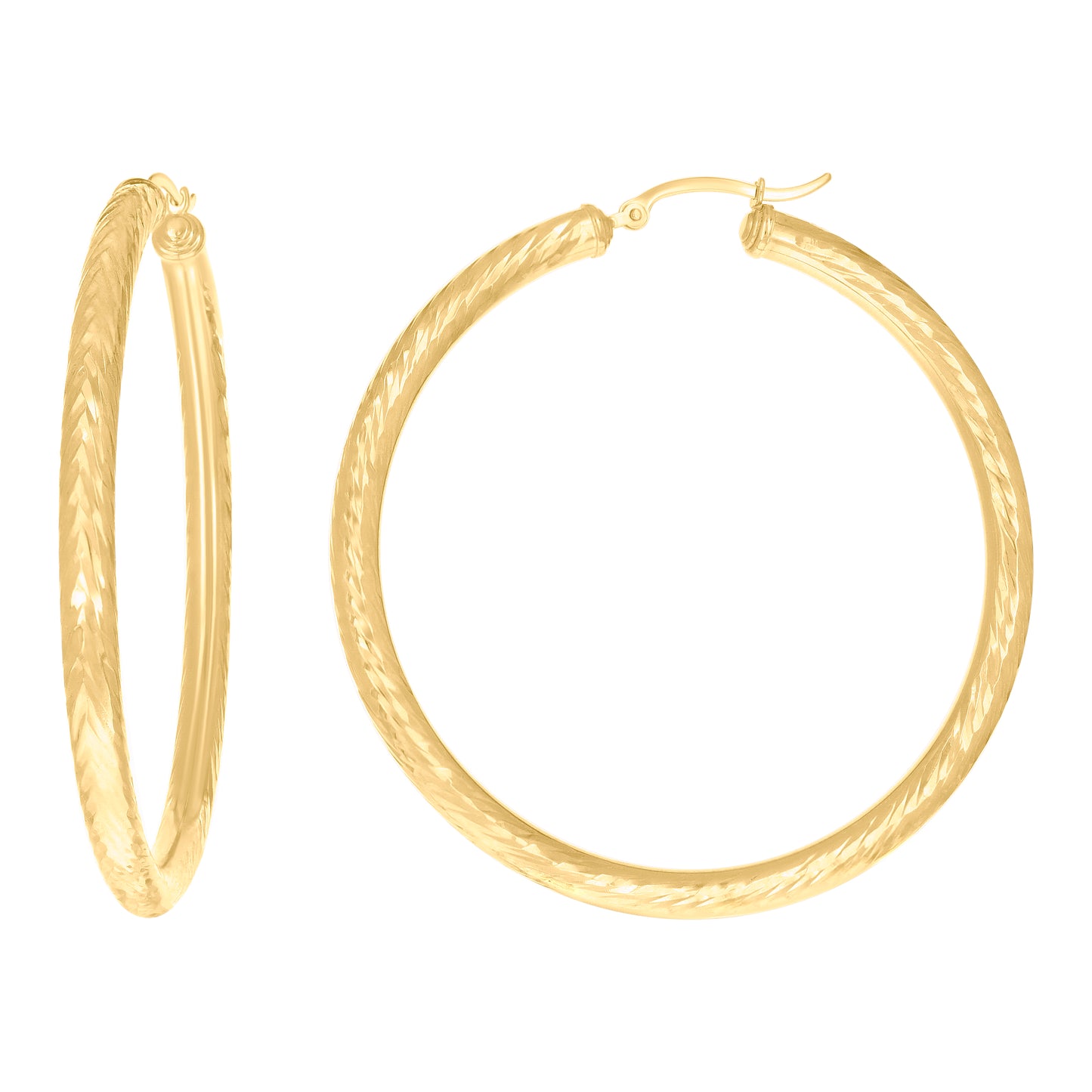 14Kt Gold Fancy Hoop Earrings 4mm-57