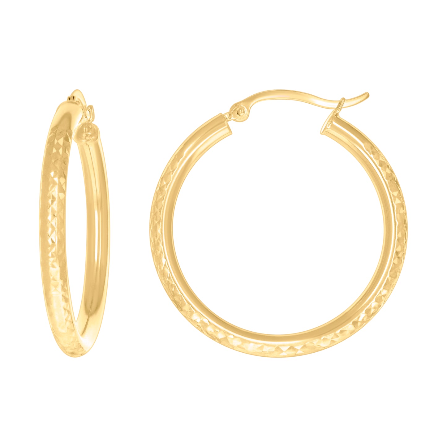 14Kt Gold Fancy Hoop Earrings 3mm-31
