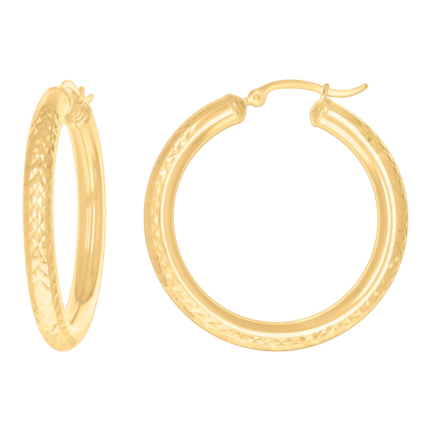 14Kt Gold Fancy Hoop Earrings 4mm-38