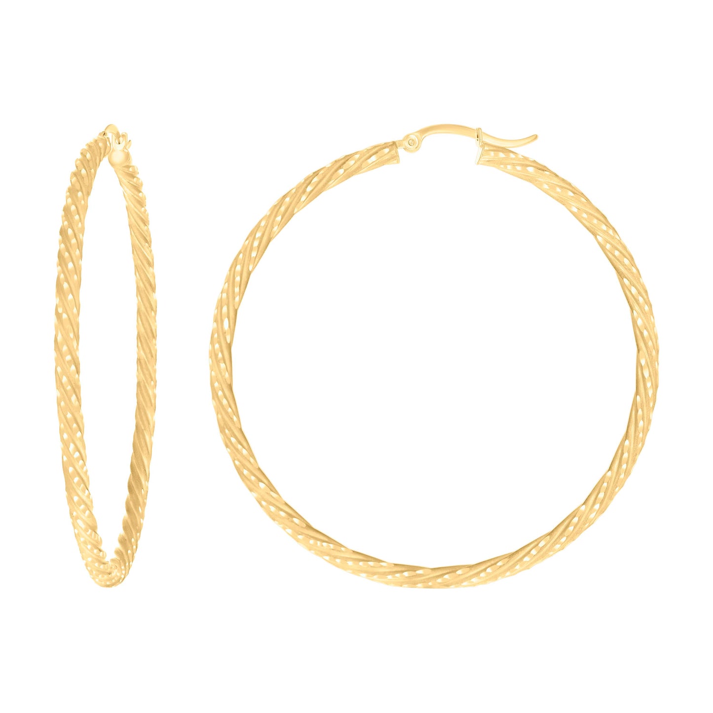 14Kt Gold Fancy Hoop Earrings 3mm-19