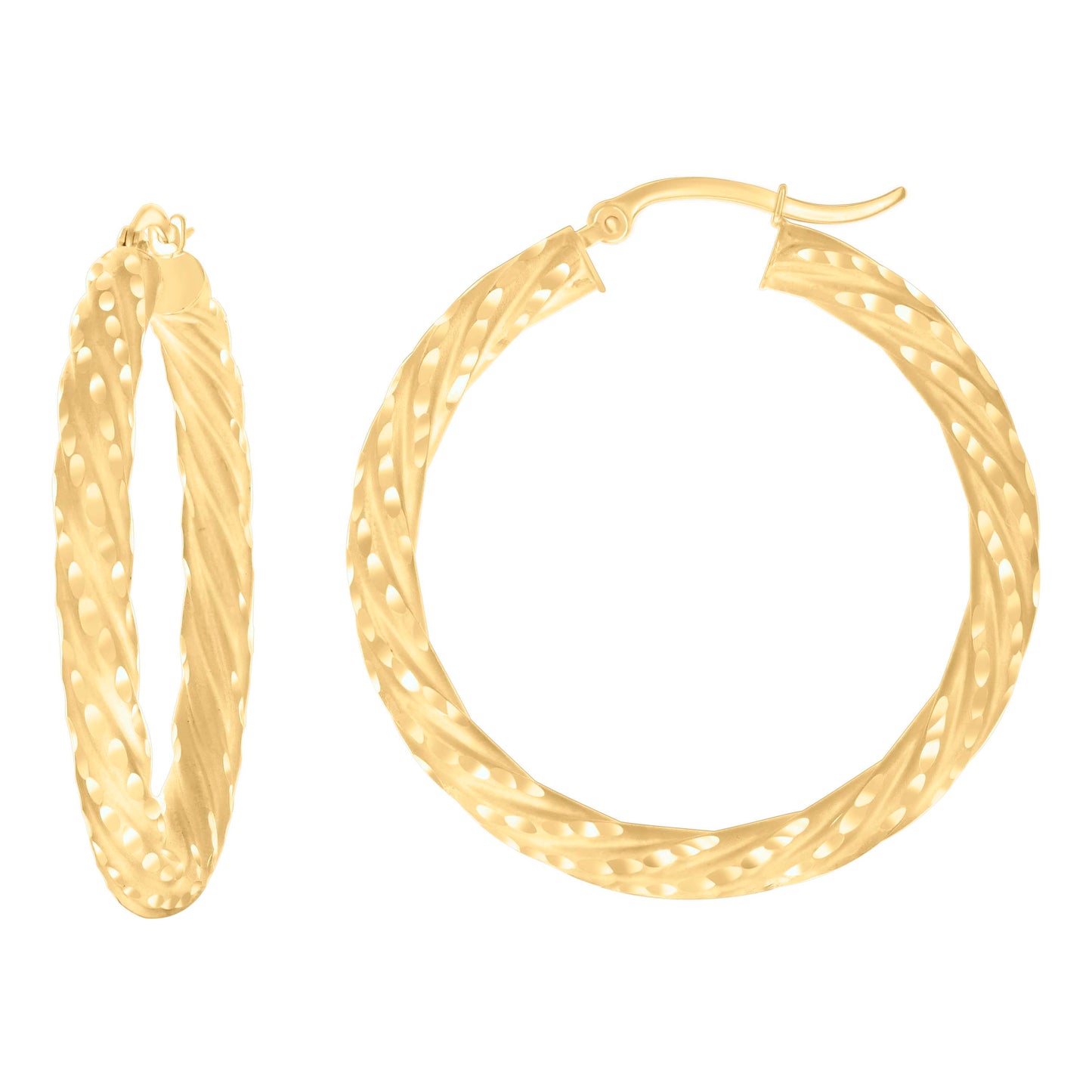 14Kt Gold Fancy Hoop Earrings 4mm-38