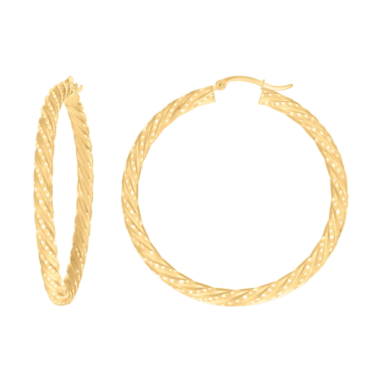 14Kt Gold Fancy Hoop Earrings 4mm-50