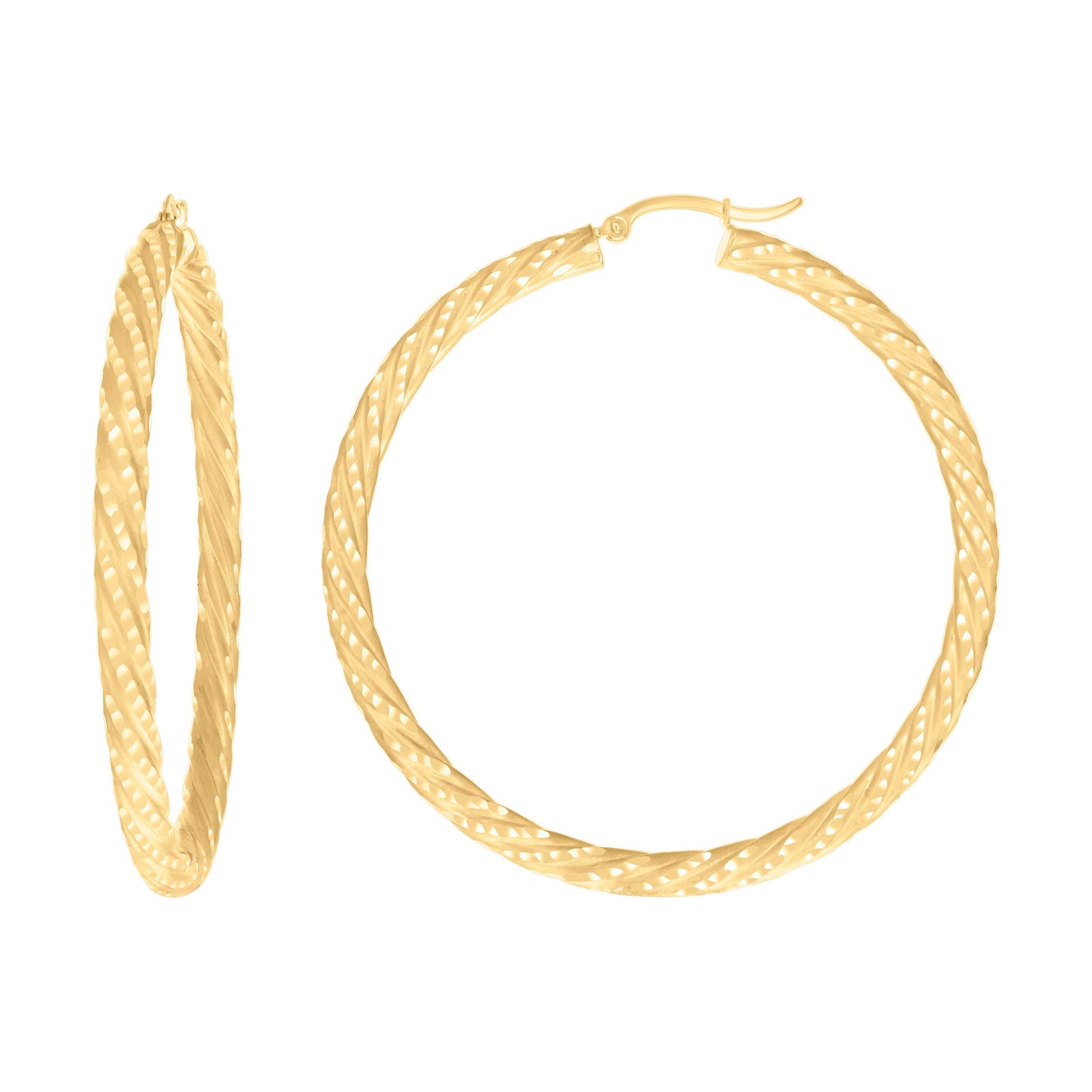 14Kt Gold Fancy Hoop Earrings 4mm-57